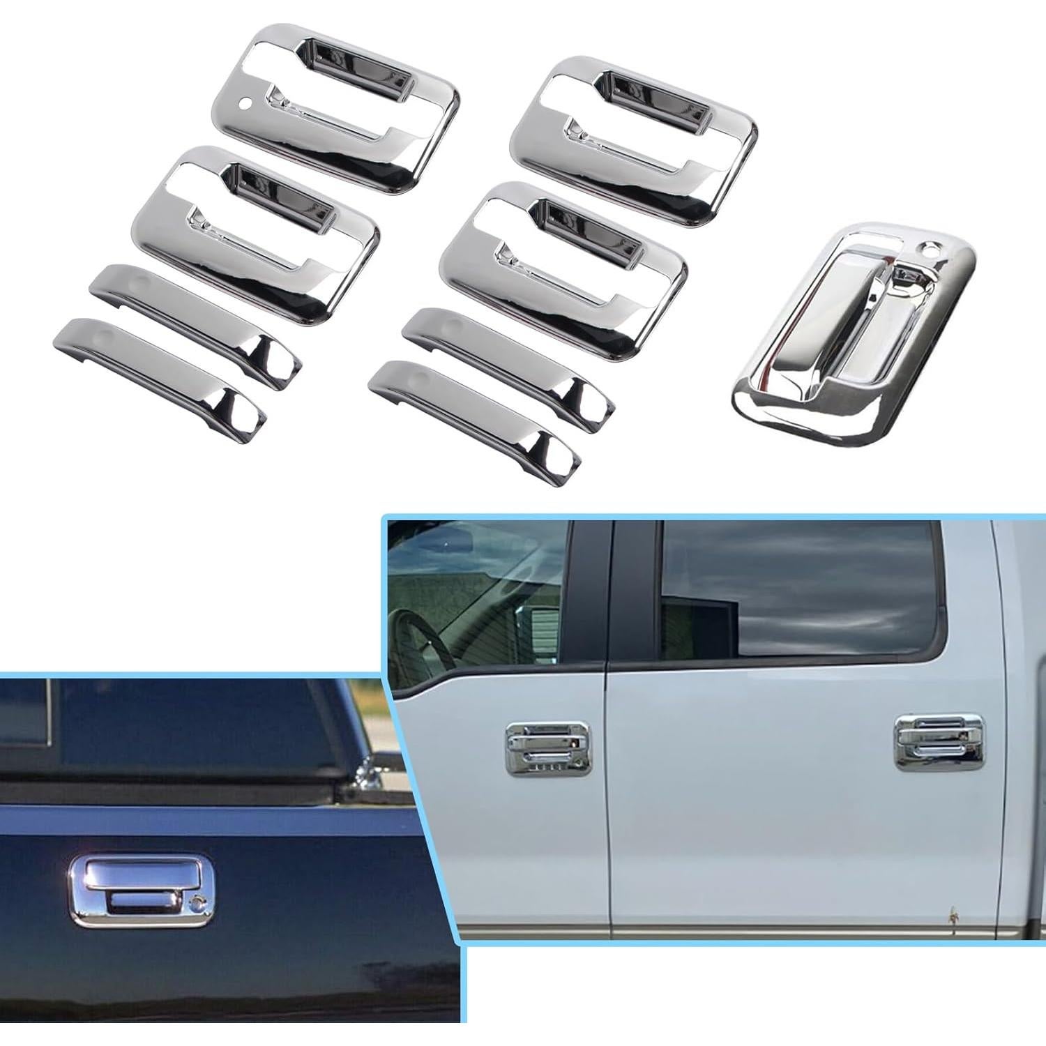 Cubiertas de Manijas de Puerta Cromadas AUCERAMIC para Ford F150 2004-2014