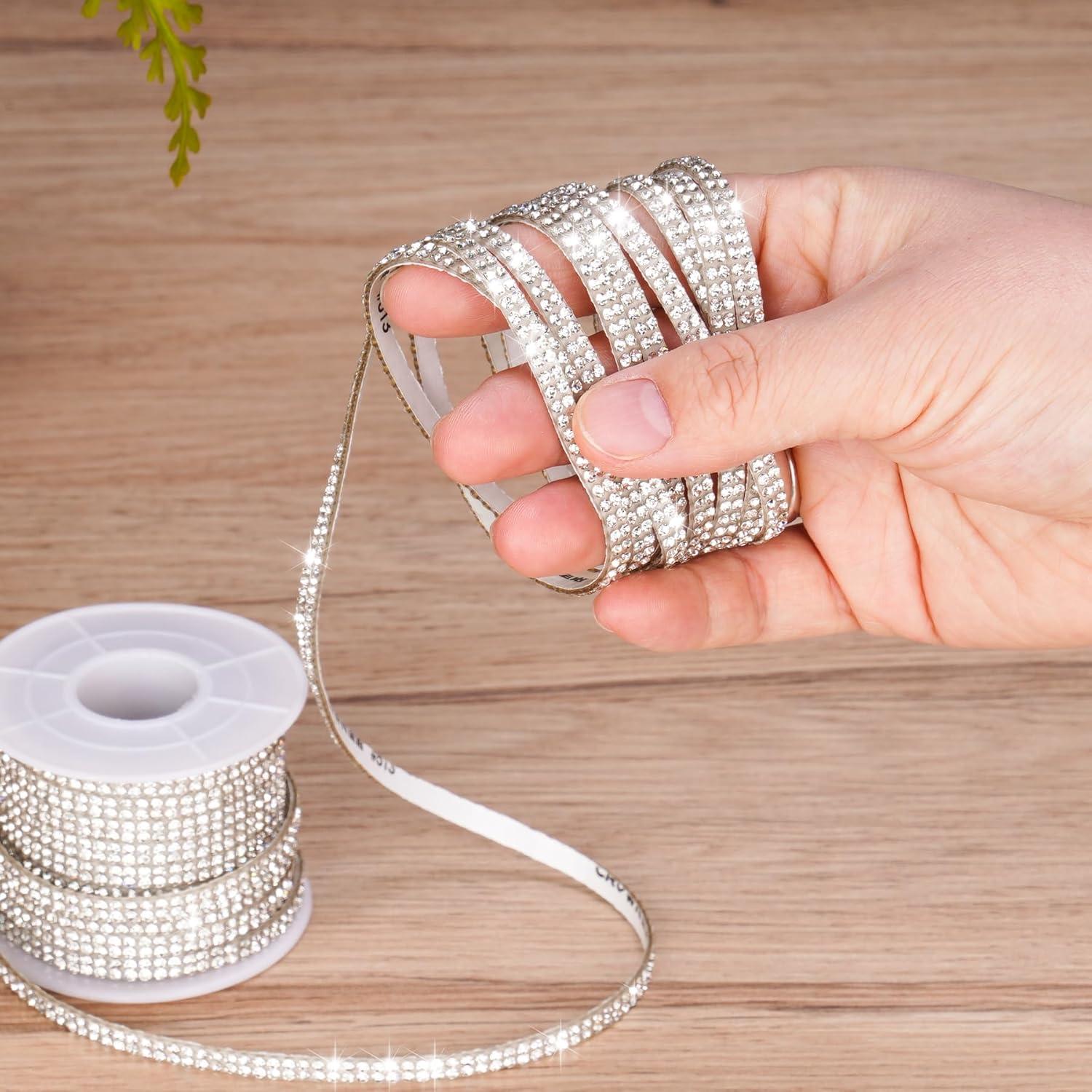 Cinta de Rhinestone Autoadhesiva NiArt 10m Cristal Blanco