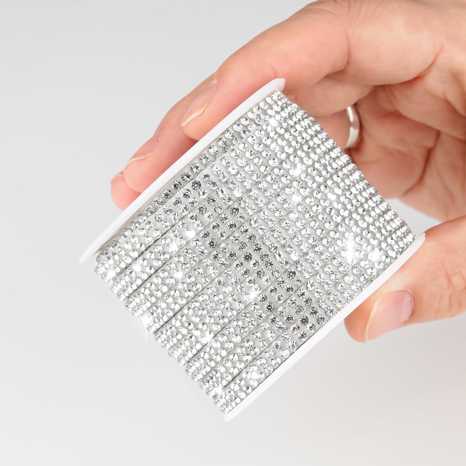 Cinta de Rhinestone Autoadhesiva NiArt 10m Cristal Blanco