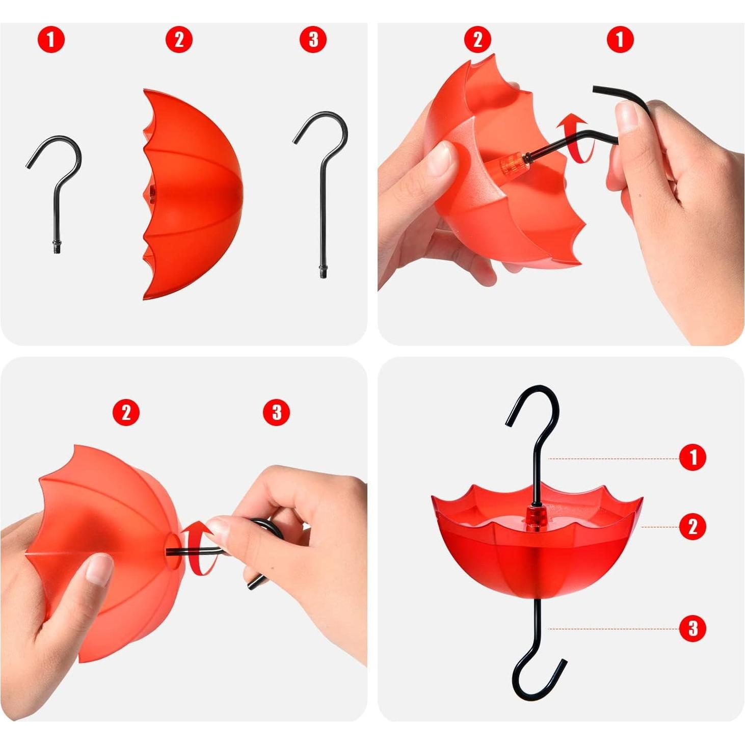 Moat para Hormigas TERULF con Ganchos y Paraguas Rojo 4 Pack