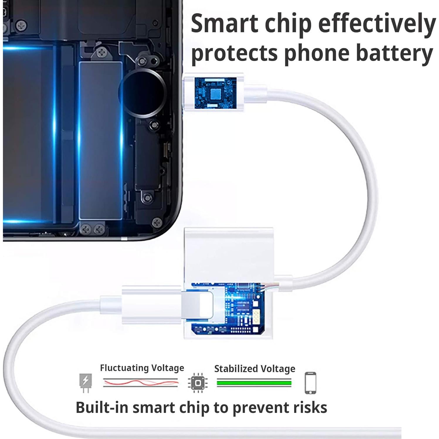 Adaptador Lightning a Jack 3.5mm Untvie 2 en 1 Audio y Carga