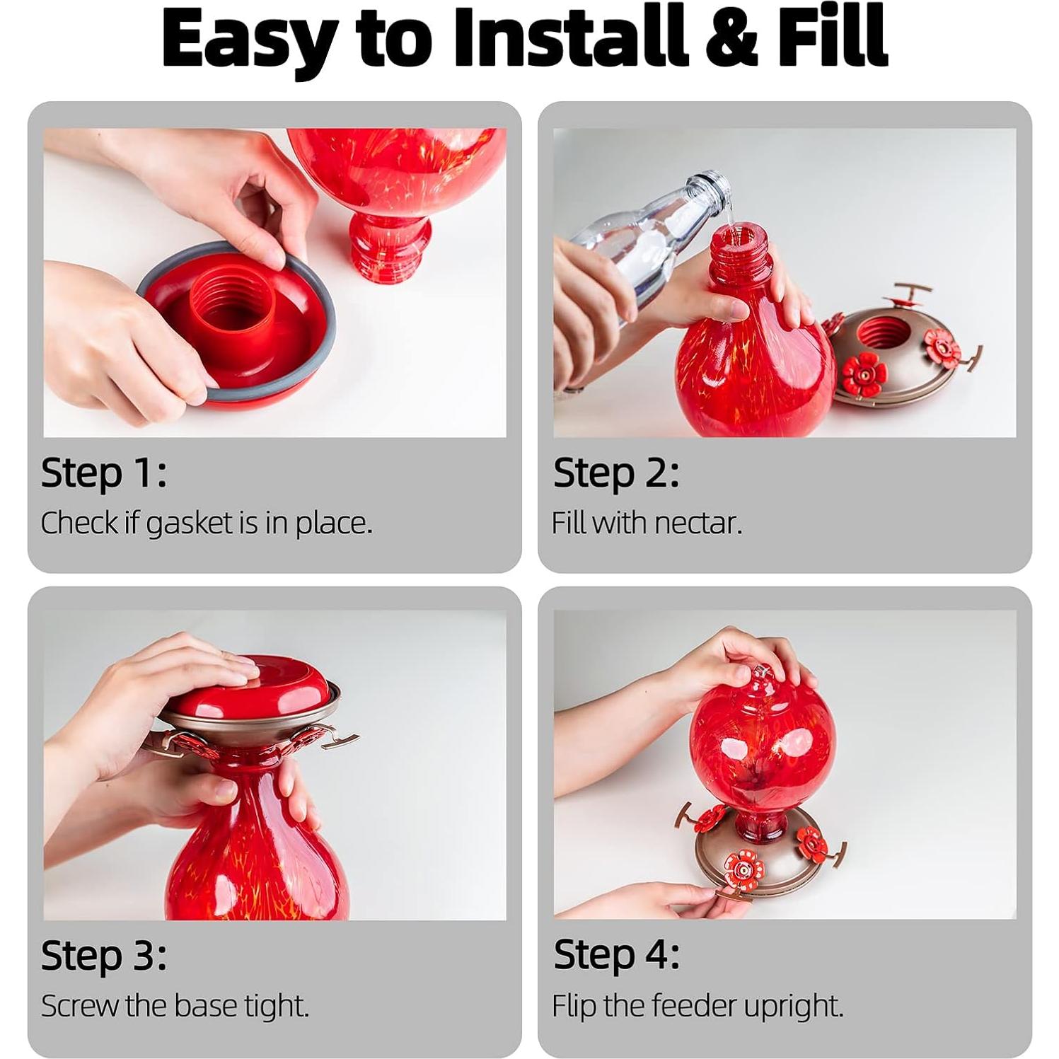 Alimentador de Colibrí de Vidrio LaElvish Garden 0.95L Ant Moat