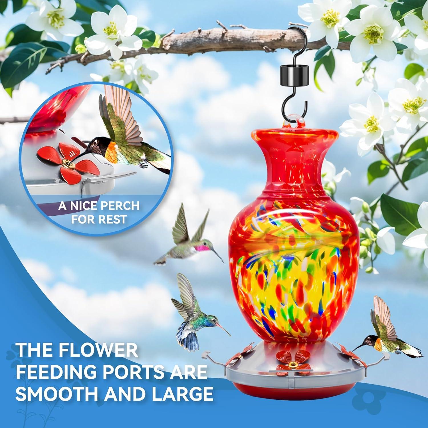 Alimentador de Colibríes Advtim de Vidrio 32 Oz con Moat