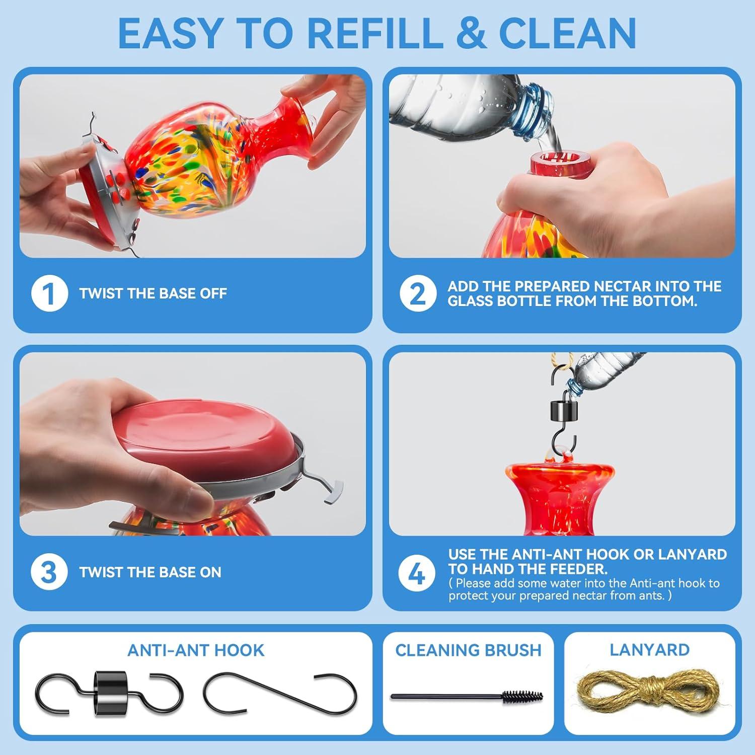 Alimentador de Colibríes Advtim de Vidrio 32 Oz con Moat