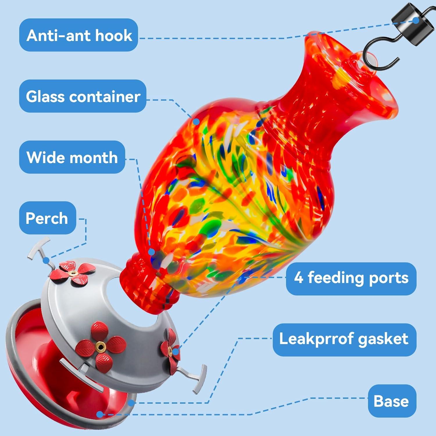 Alimentador de Colibríes Advtim de Vidrio 32 Oz con Moat