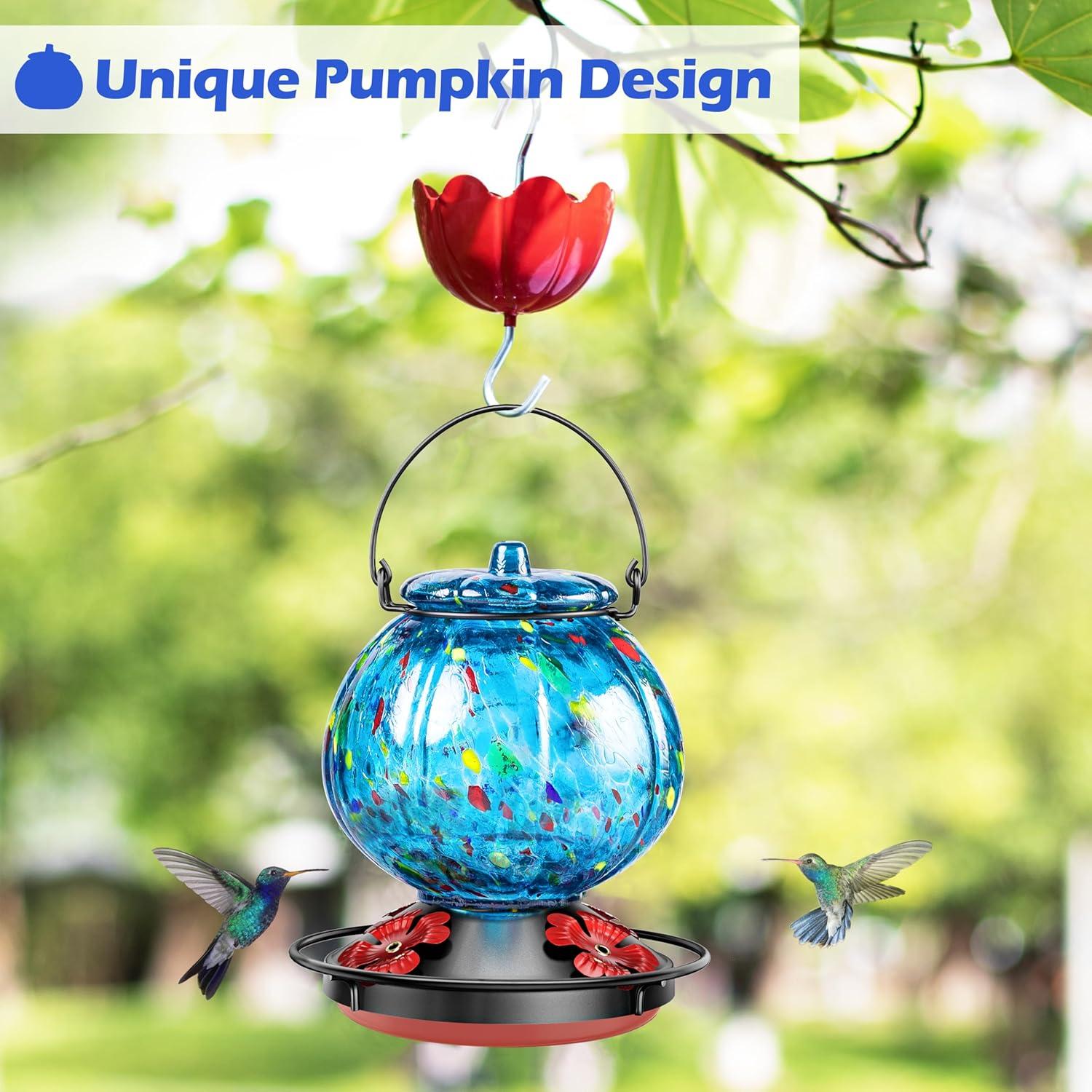 Comedero para Colibríes Tinlaviy de Vidrio Azul 709.76 ml