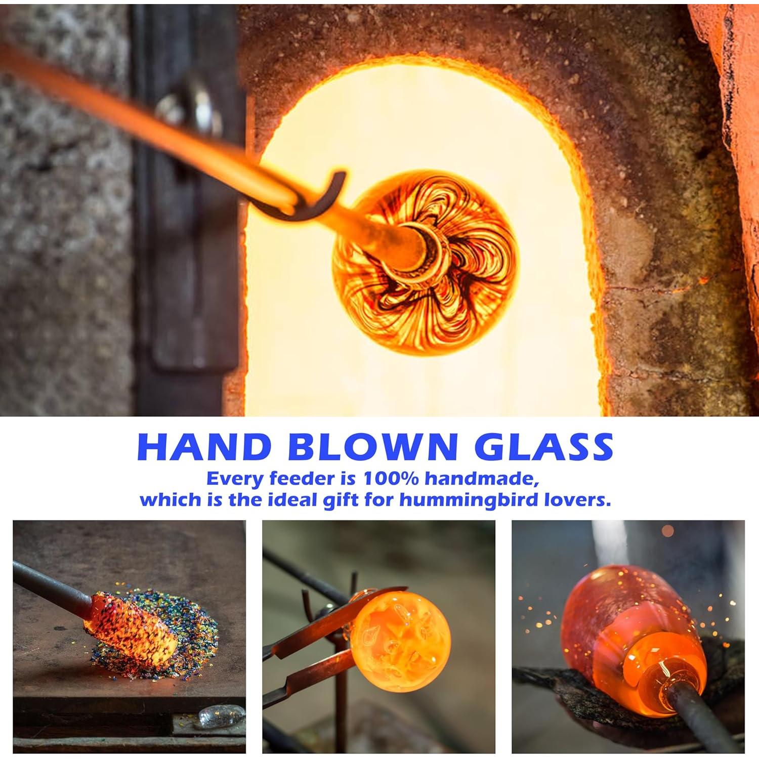 Comedero para Colibríes Tinlaviy de Vidrio Azul 709.76 ml