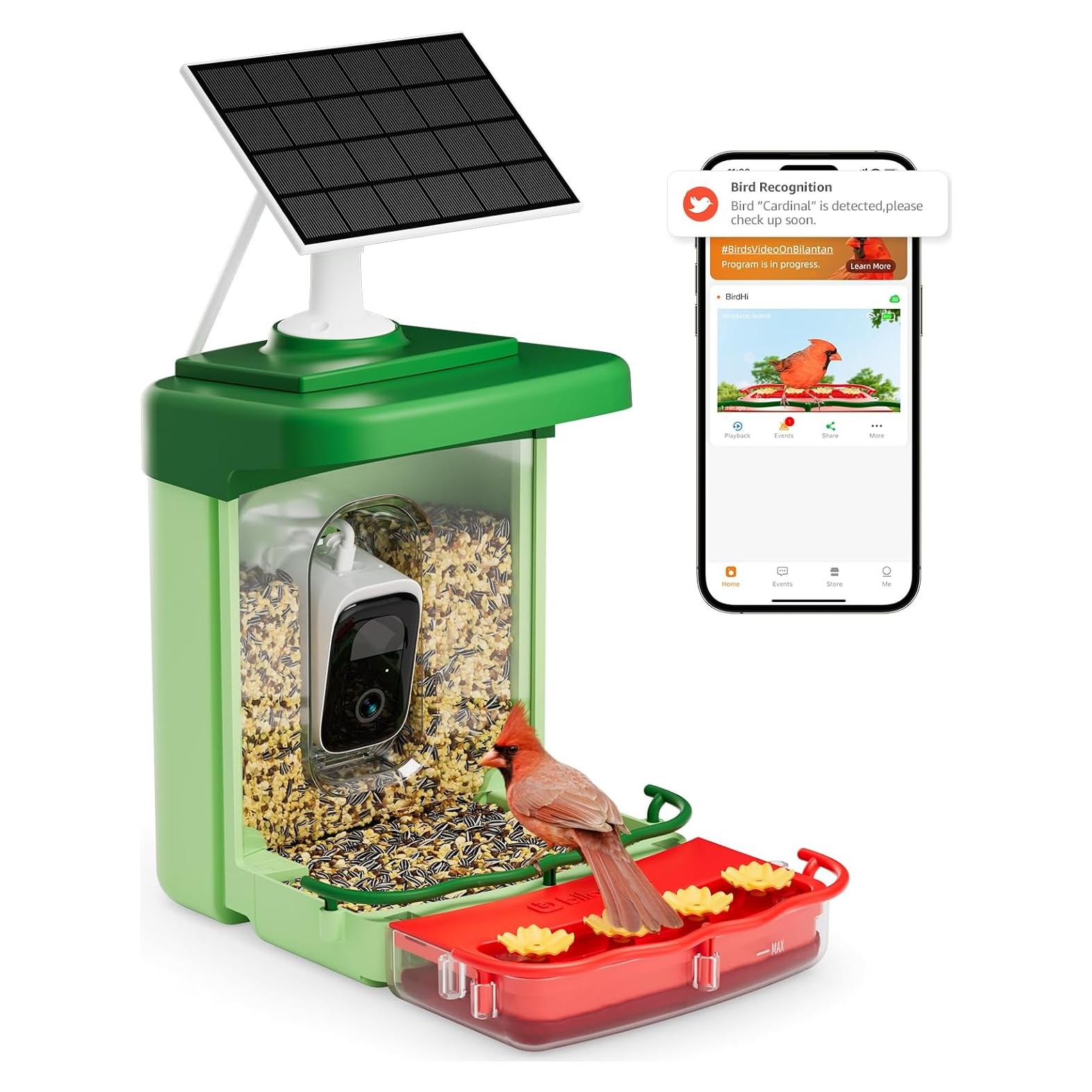 Comedero Inteligente para Aves Bilantan con Cámara Solar 1.5L