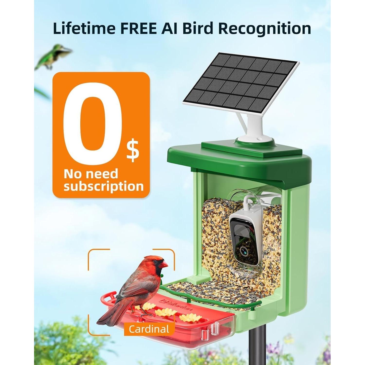Comedero Inteligente para Aves Bilantan con Cámara Solar 1.5L