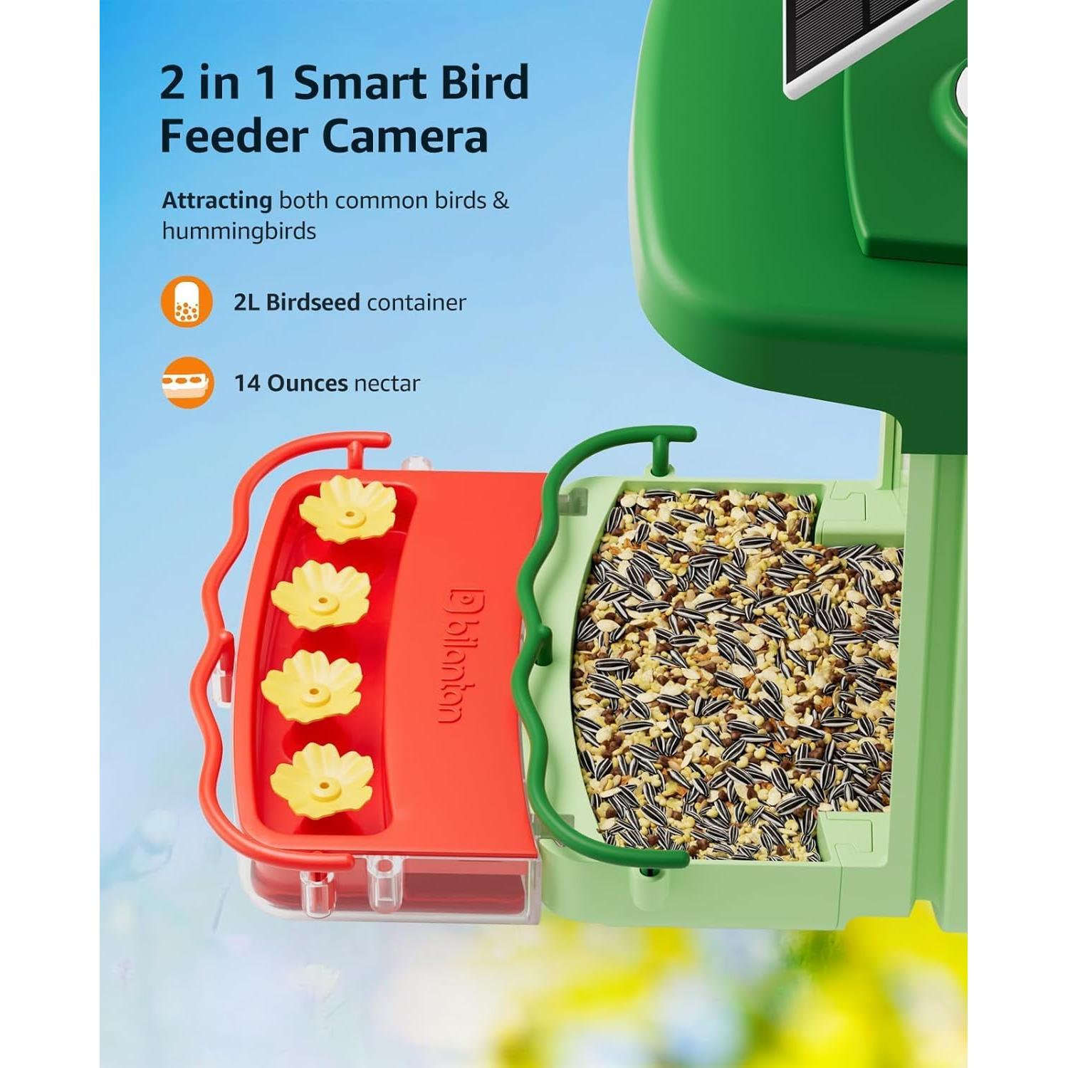 Comedero Inteligente para Aves Bilantan con Cámara Solar 1.5L