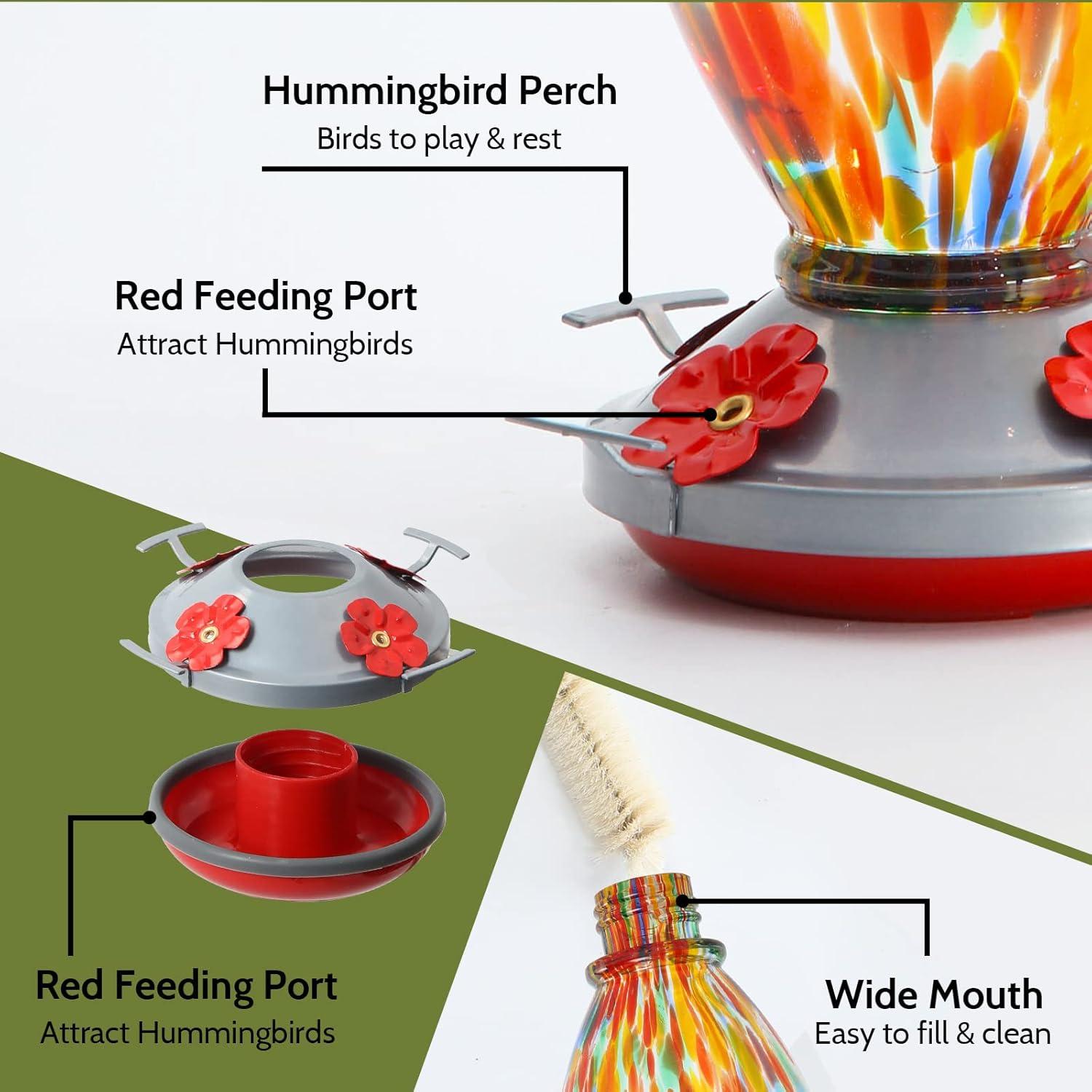 Alimentador de Colibrí Birdkiss de Vidrio 828 ml con 4 Puertos