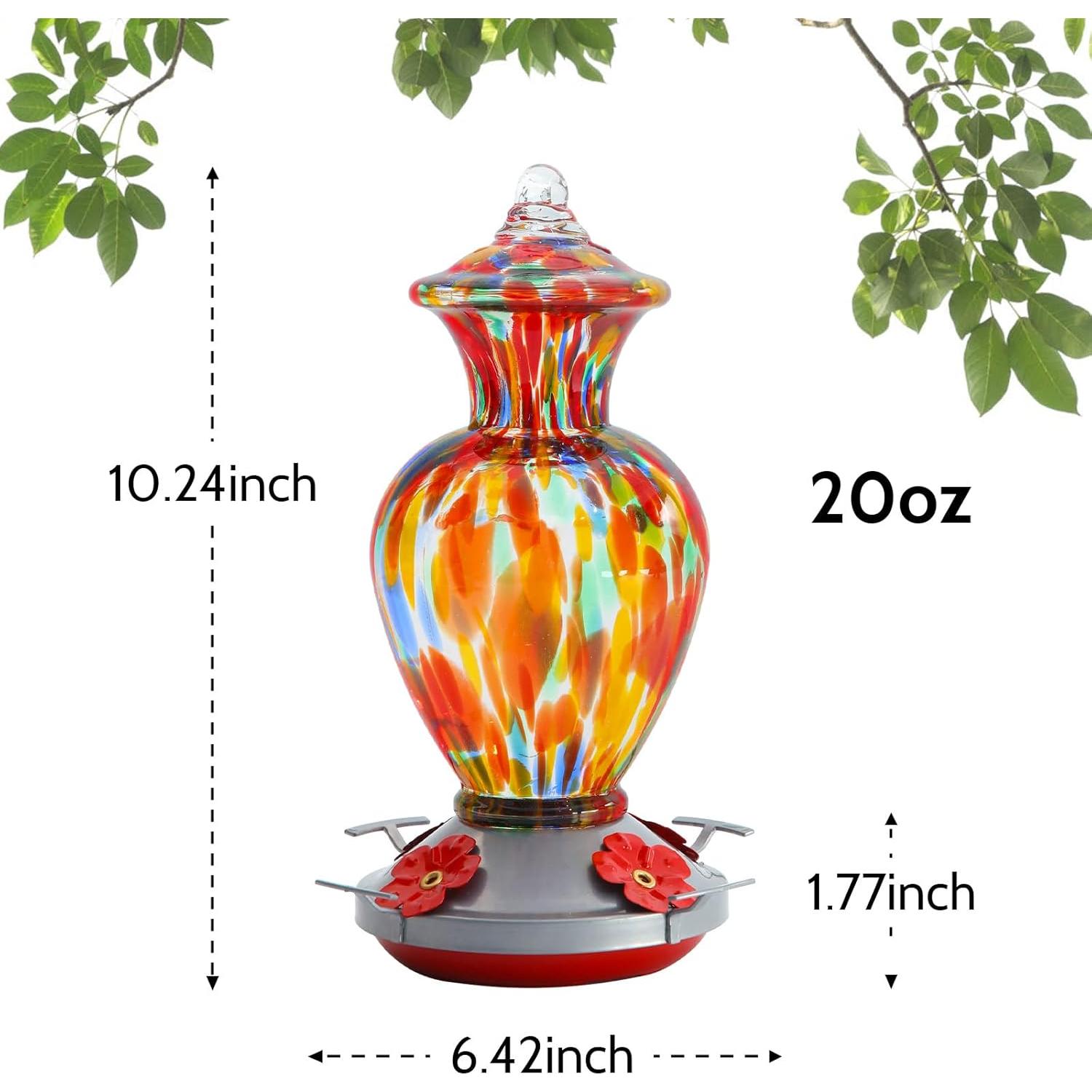 Alimentador de Colibrí Birdkiss de Vidrio 828 ml con 4 Puertos