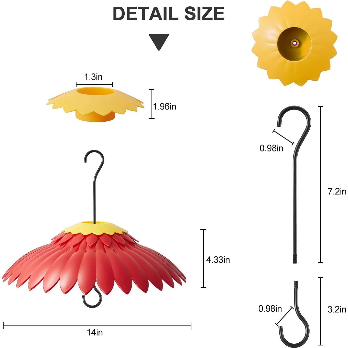 Cubierta para Comedero de Colibrí Beserie 35.56cm Rojo