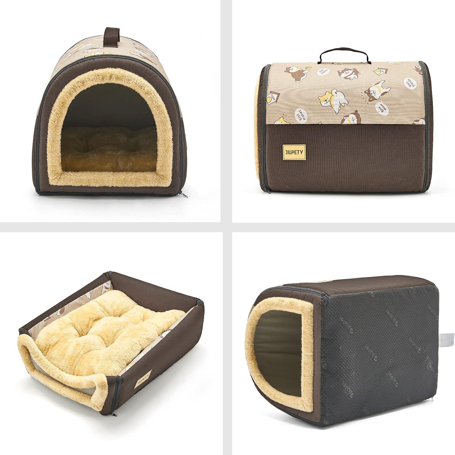 Casa para Perros Interior Jiupety 2 en 1 Marrón M 45.7x35.6x33cm