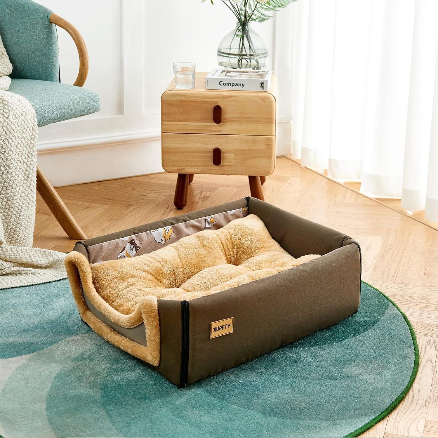 Casa para Perros Interior Jiupety 2 en 1 Marrón M 45.7x35.6x33cm