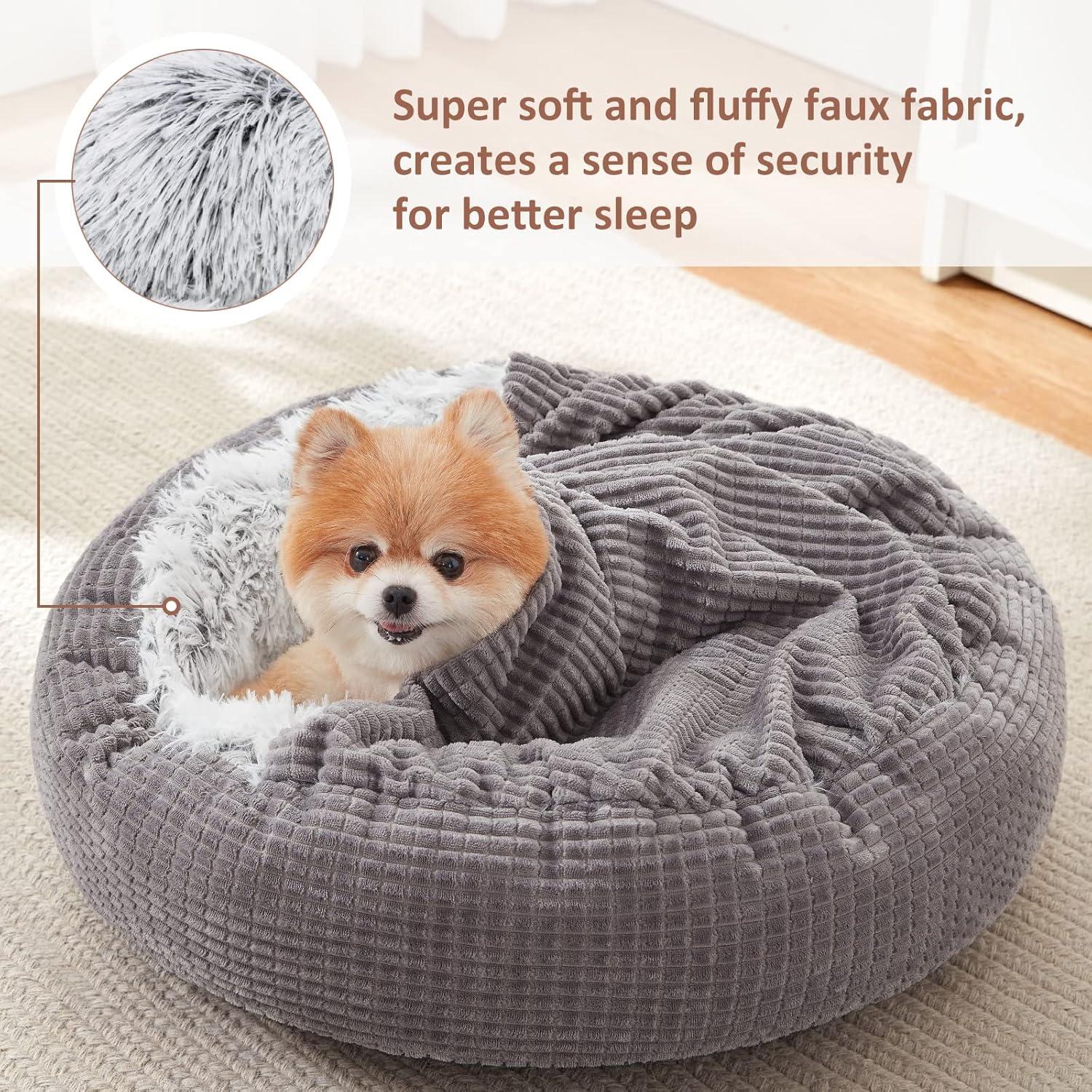 Cama Redonda para Perros Pequeños MIXJOY 58cm con Manta