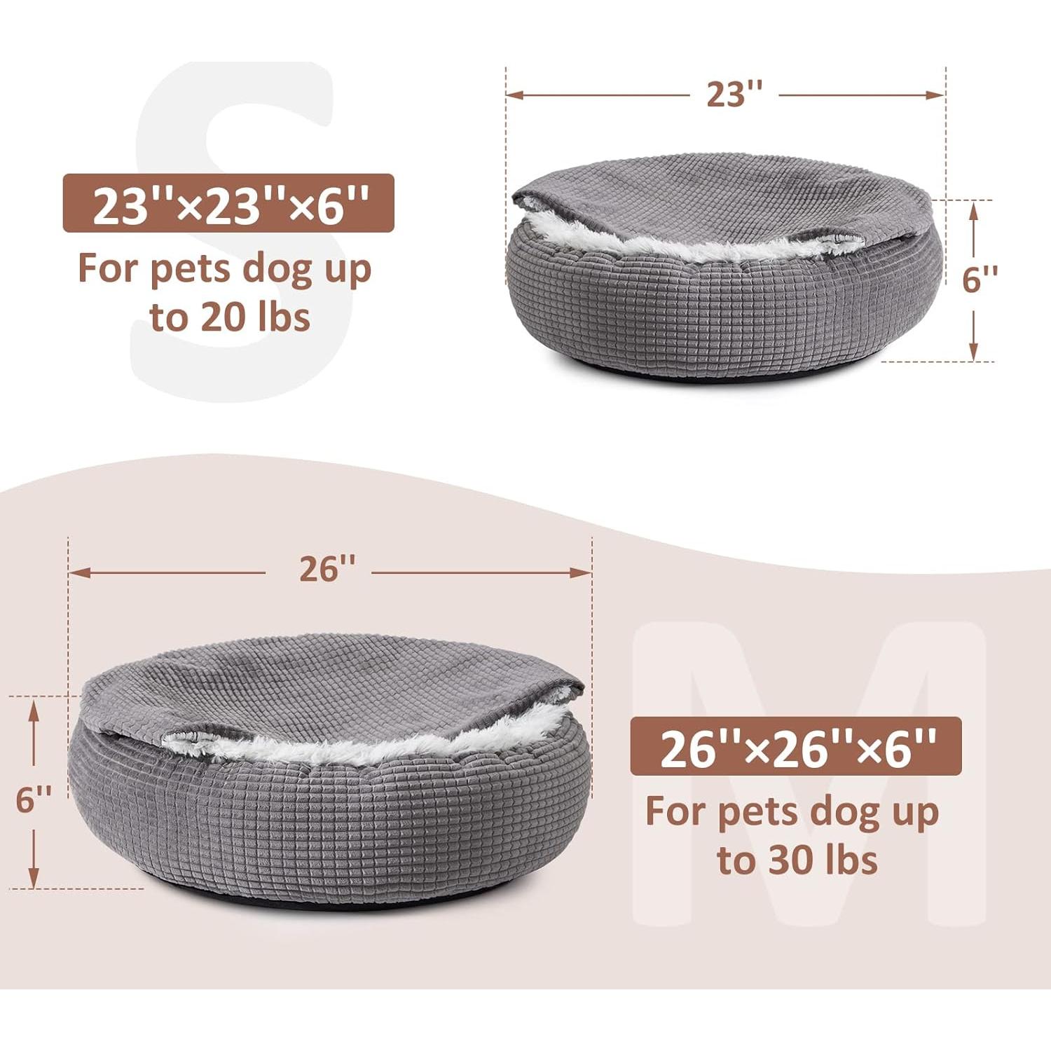 Cama Redonda para Perros Pequeños MIXJOY 58cm con Manta