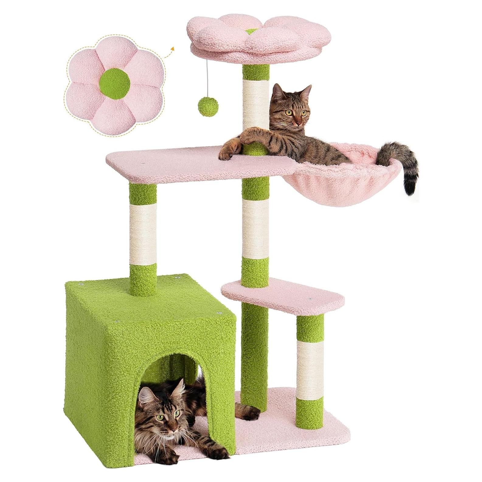 Árbol para Gatos Aechonow Floral 104.6 cm con Cueva Grande