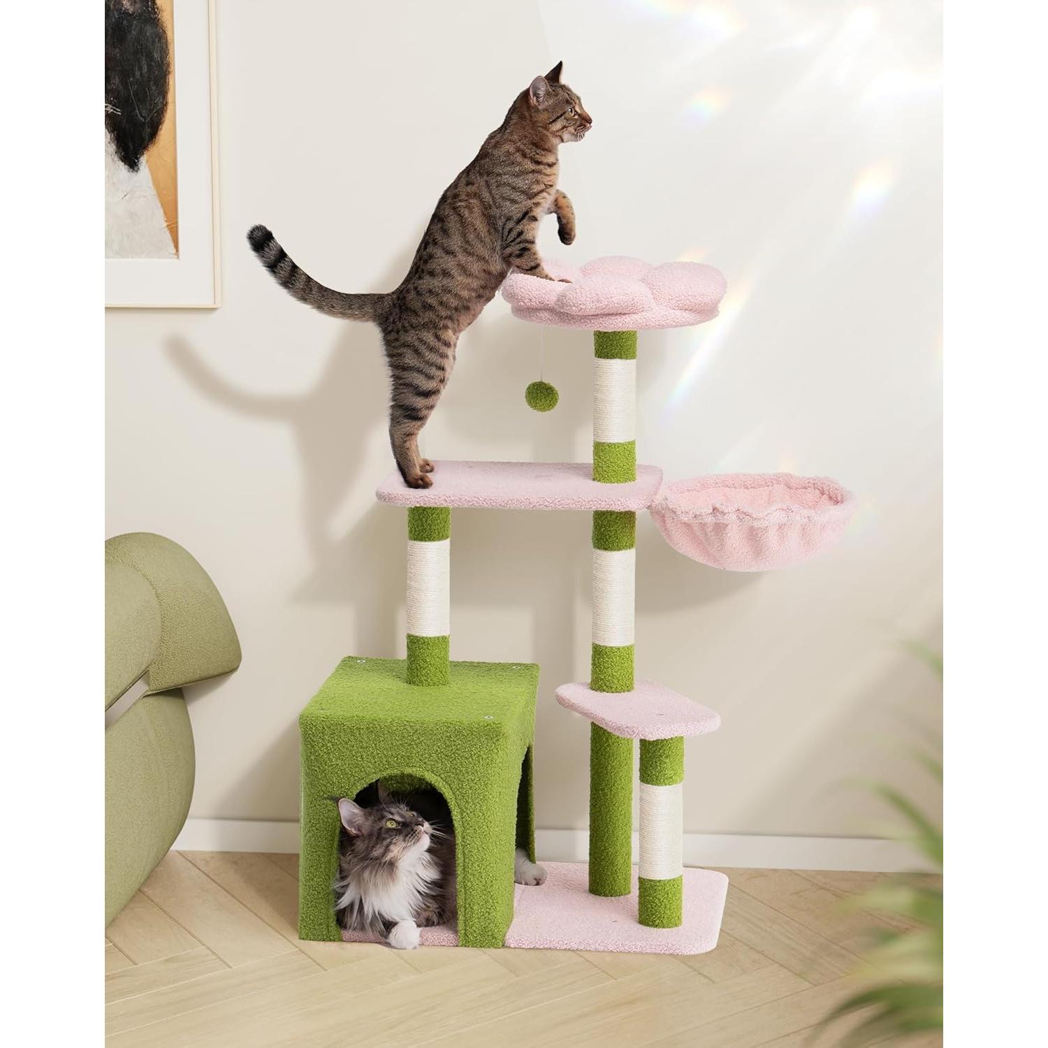 Árbol para Gatos Aechonow Floral 104.6 cm con Cueva Grande