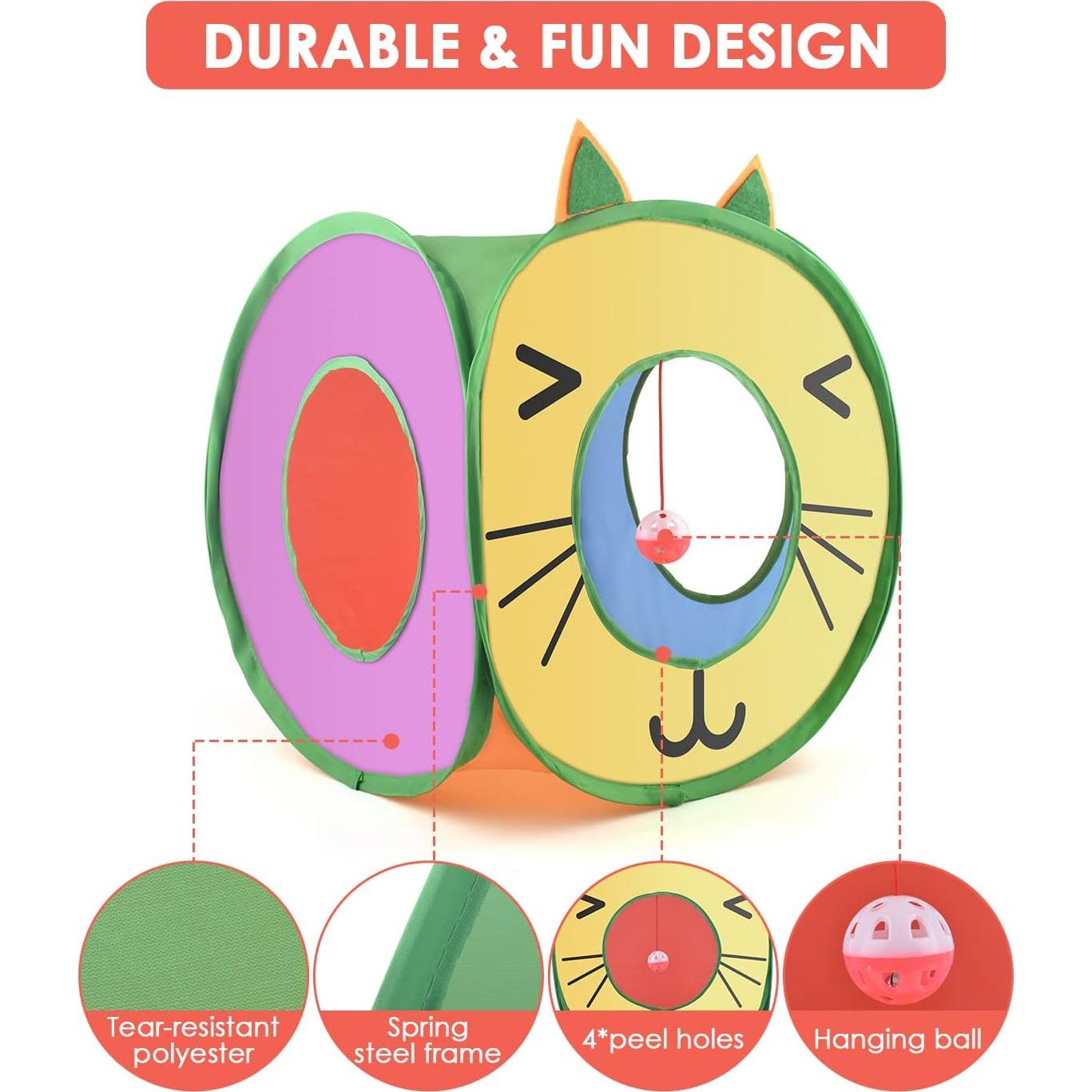 Casa de Juego Plegable para Gatos Bissap - Cubo Pop Up 3 Agujeros