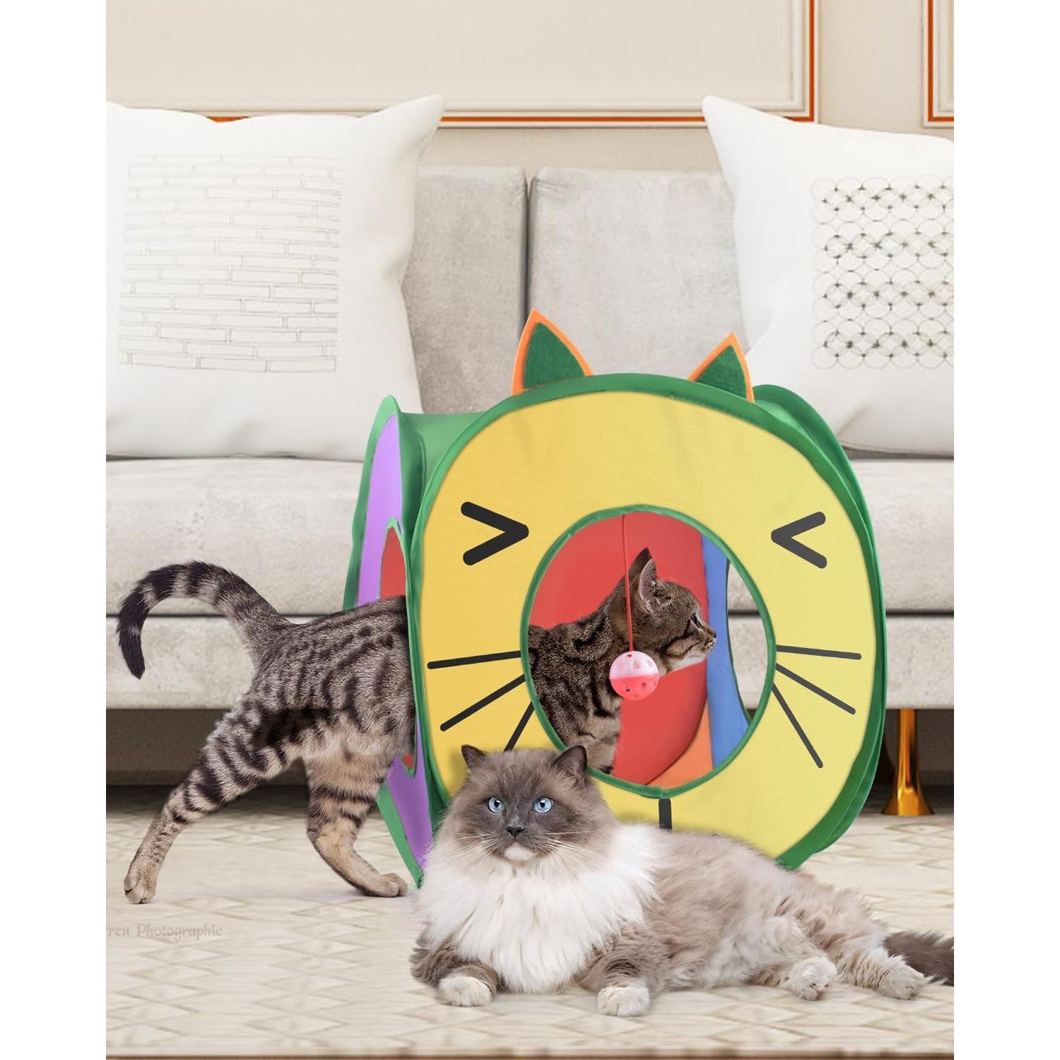 Casa de Juego Plegable para Gatos Bissap - Cubo Pop Up 3 Agujeros