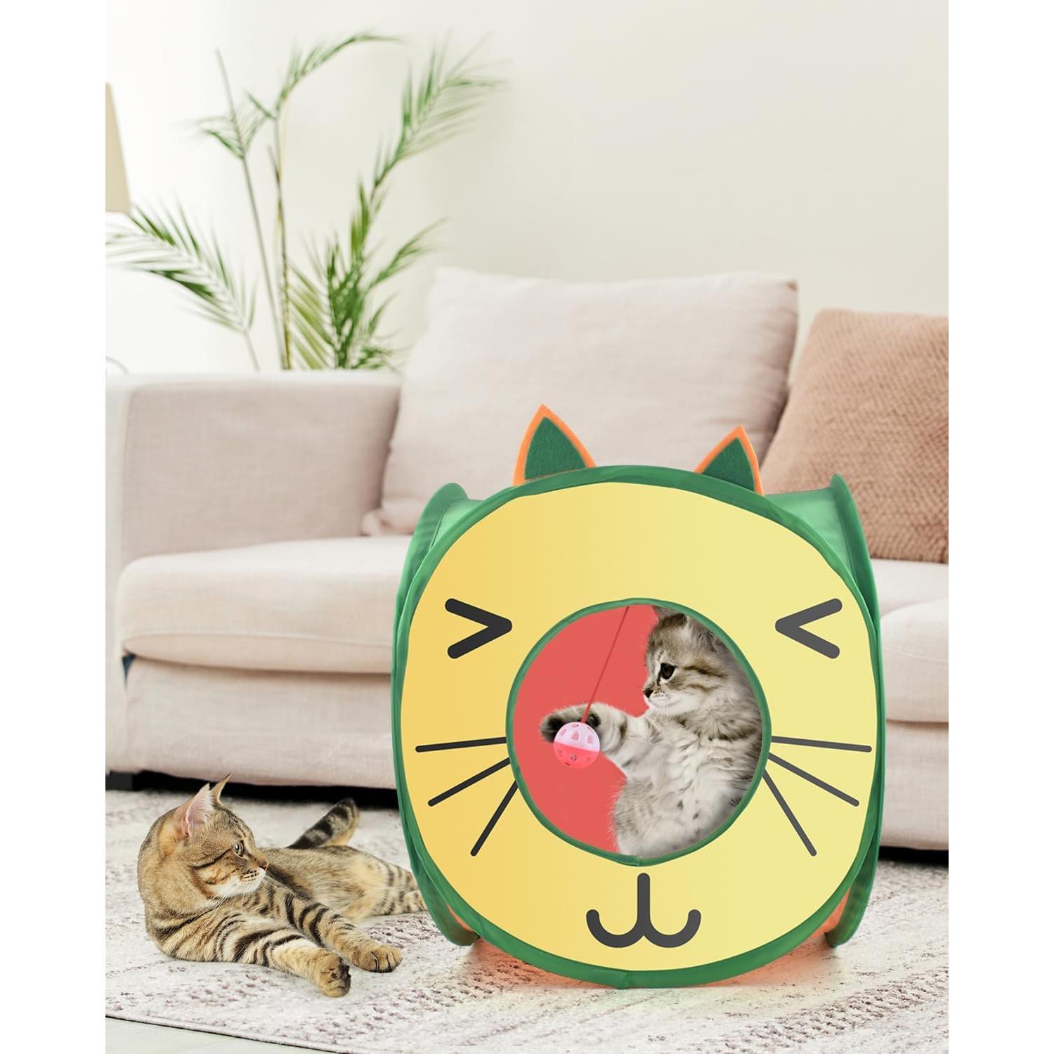 Casa de Juego Plegable para Gatos Bissap - Cubo Pop Up 3 Agujeros