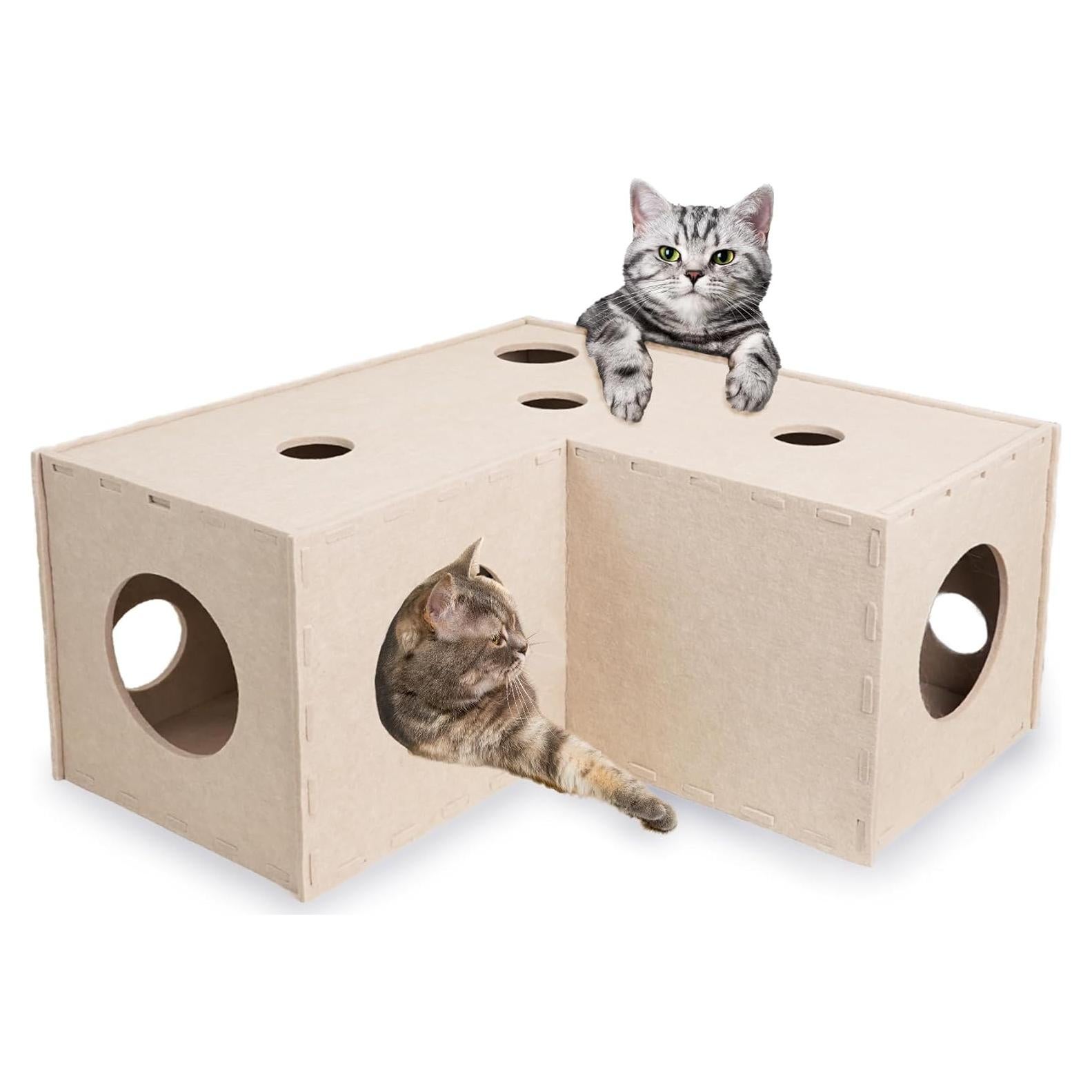 Túnel para Gatos Meeyoview en Forma de L, Fieltro Ecológico