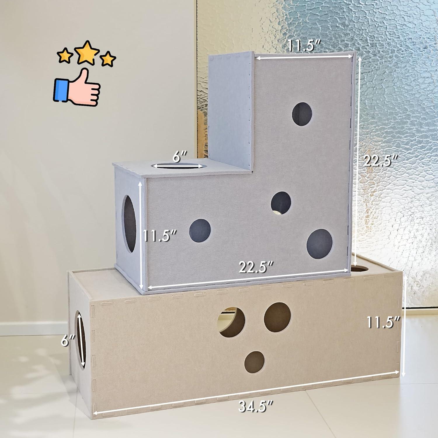 Túnel para Gatos Meeyoview en Forma de L, Fieltro Ecológico