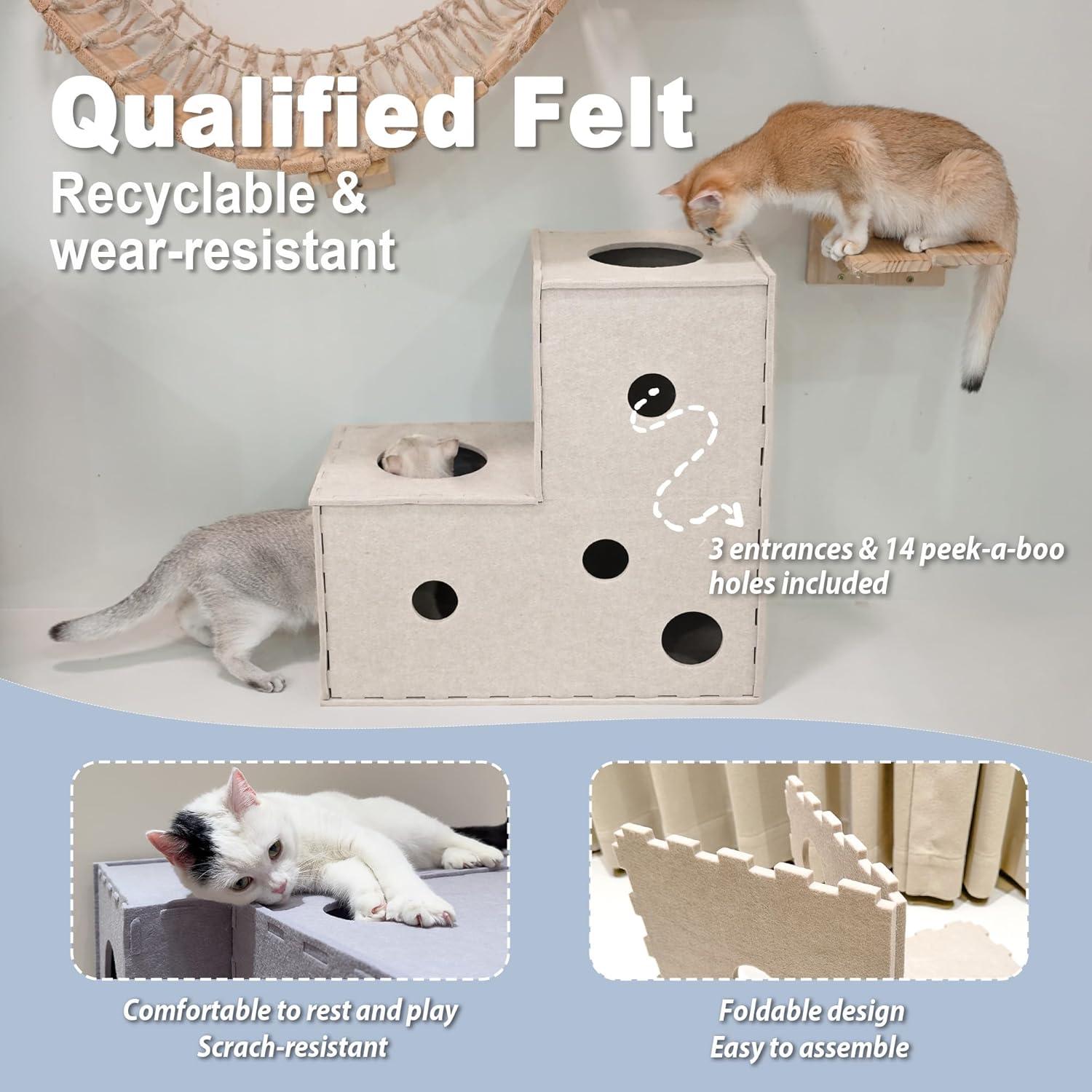 Túnel para Gatos Meeyoview en Forma de L, Fieltro Ecológico