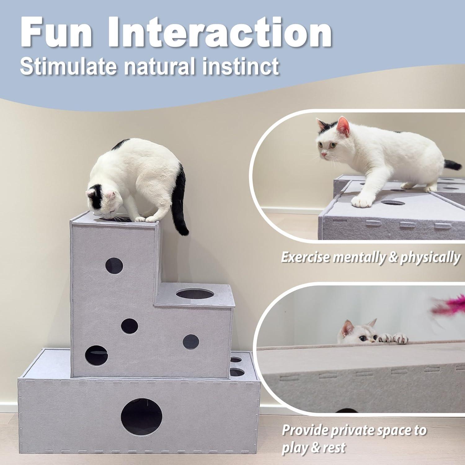 Túnel para Gatos Meeyoview en Forma de L, Fieltro Ecológico