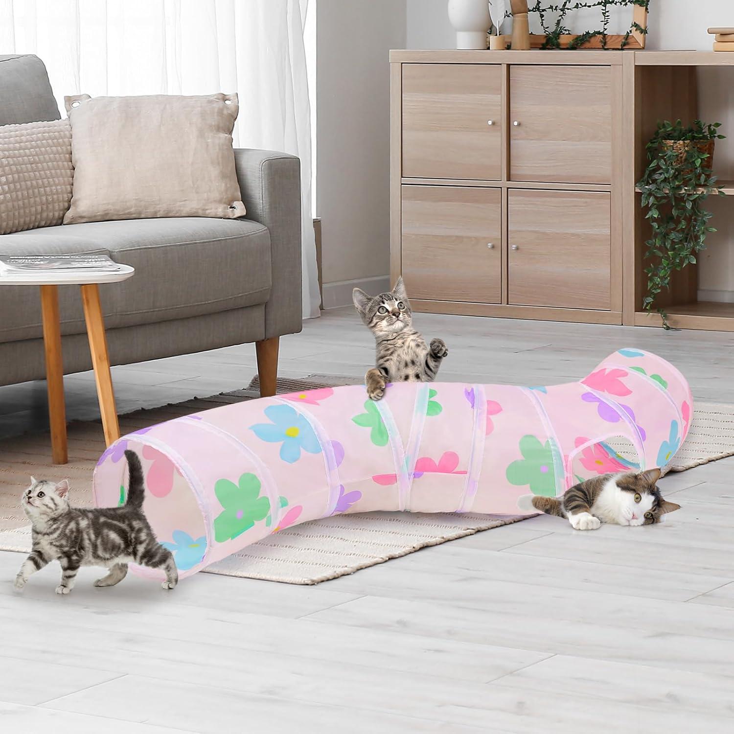 Túnel para Gatos Glittme en Forma de S, 121.9 cm, Multicolor