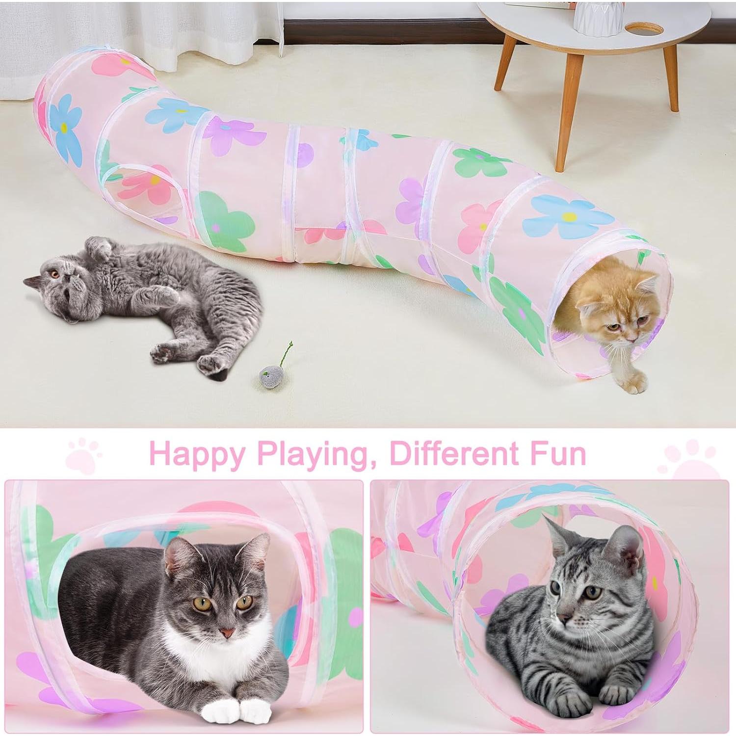 Túnel para Gatos Glittme en Forma de S, 121.9 cm, Multicolor