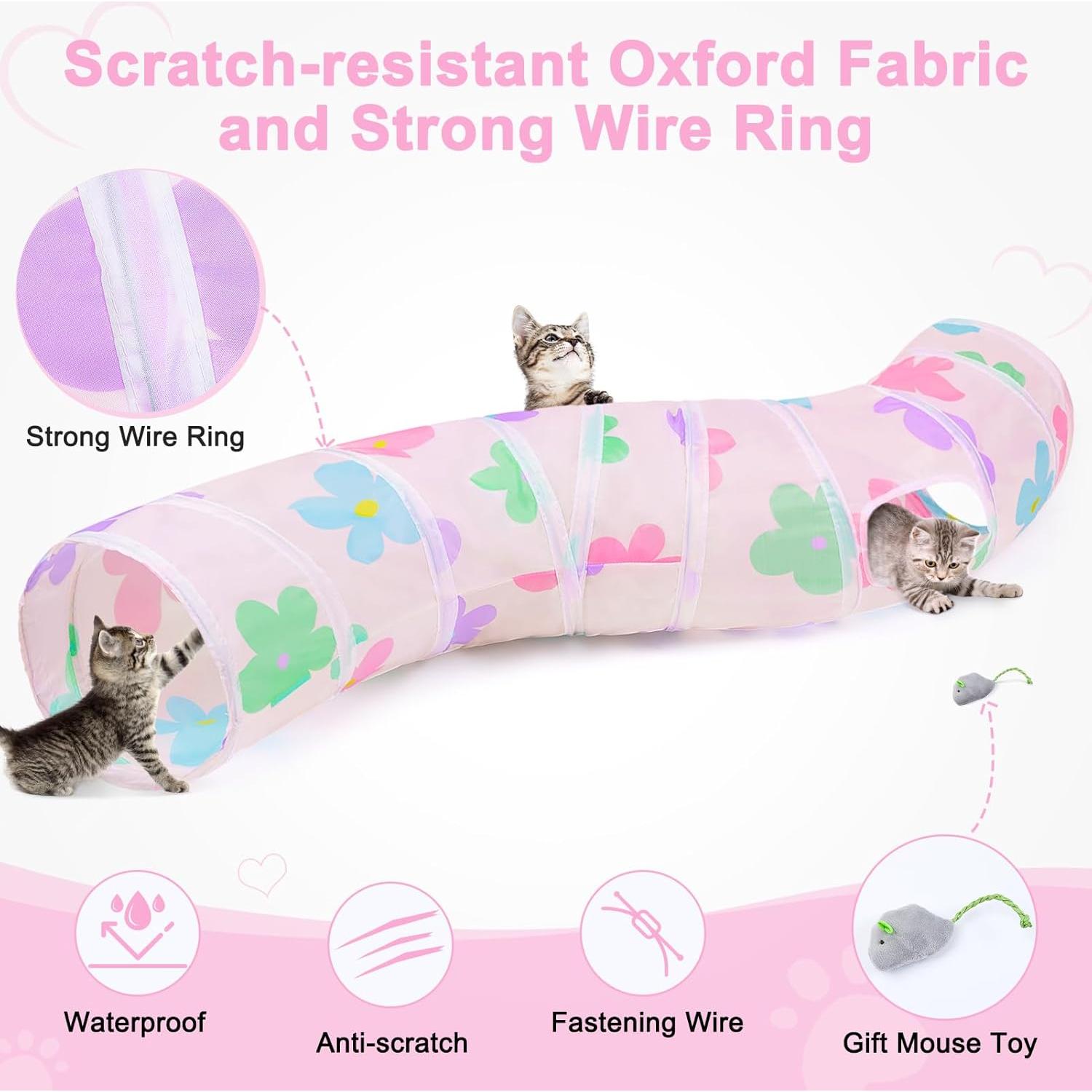 Túnel para Gatos Glittme en Forma de S, 121.9 cm, Multicolor