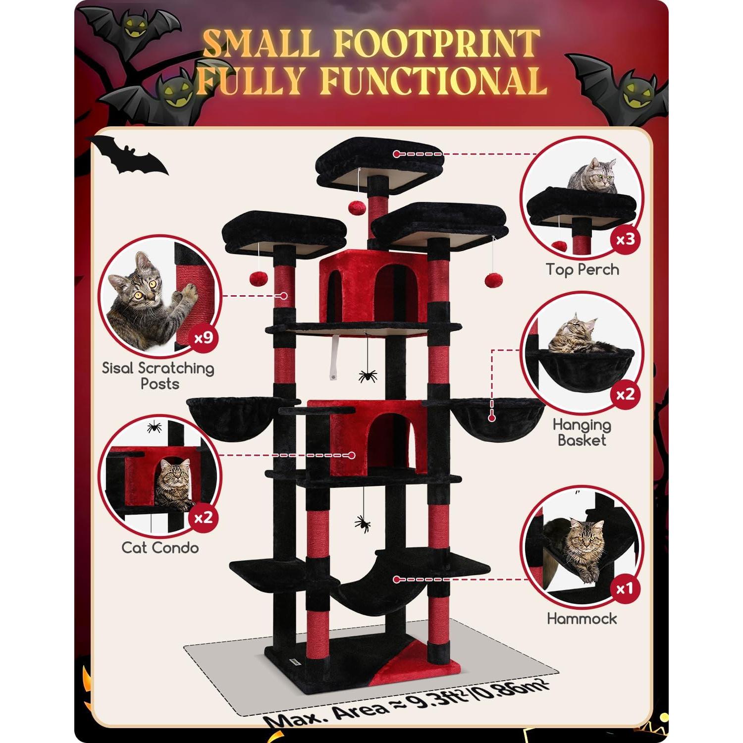 Árbol para Gatos Globlazer Gótico F80 203 cm Negro Rojo