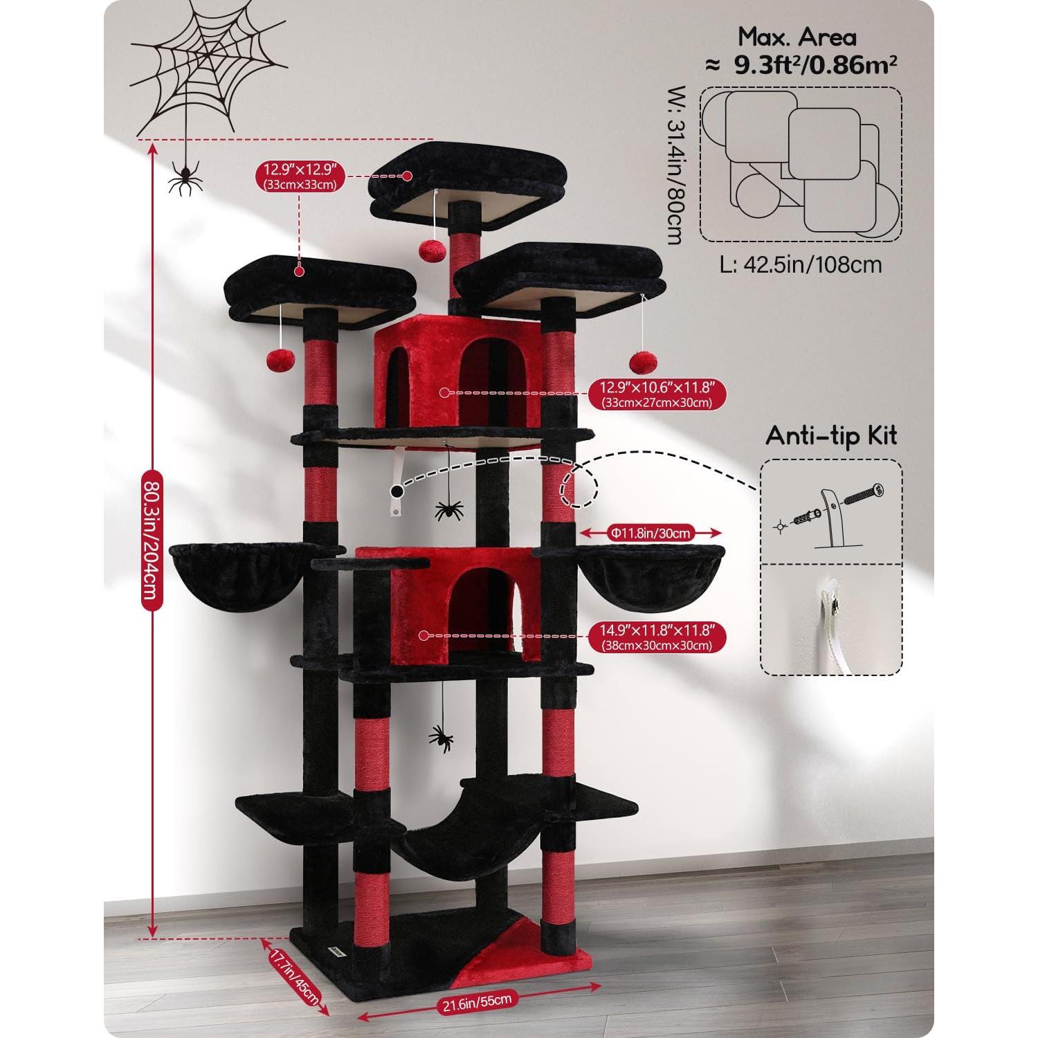 Árbol para Gatos Globlazer Gótico F80 203 cm Negro Rojo