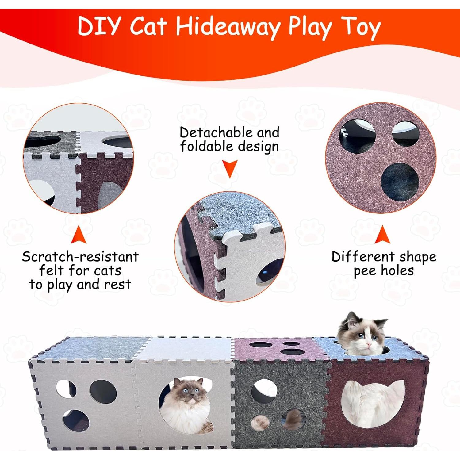 Túnel para Gatos Homegroove 18 PCS Fieltro Interactivo 30x30 cm