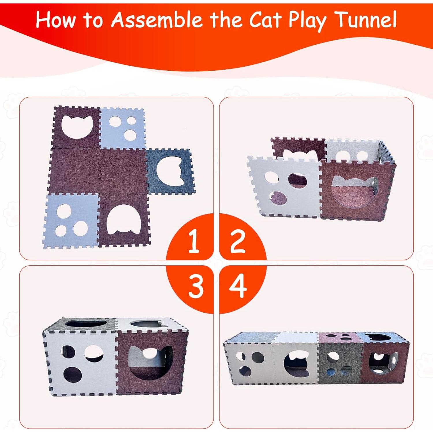 Túnel para Gatos Homegroove 18 PCS Fieltro Interactivo 30x30 cm