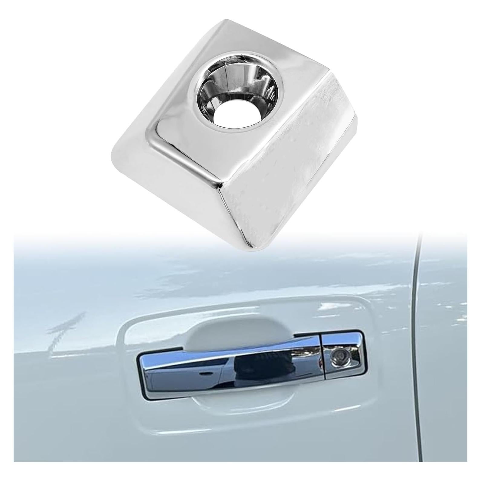 Door Handle Keyhole Frame Cover, Compatible with Nissan Armada Titan, Infiniti QX56, Replaces# 80647-ZC00A 80647-9FU0B,Silver