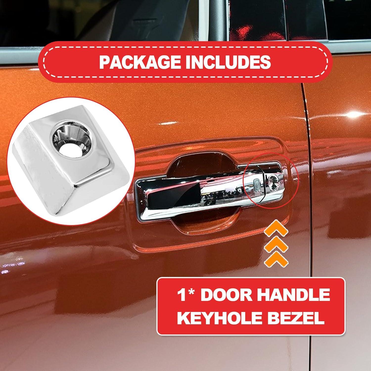 Door Handle Keyhole Frame Cover, Compatible with Nissan Armada Titan, Infiniti QX56, Replaces# 80647-ZC00A 80647-9FU0B,Silver