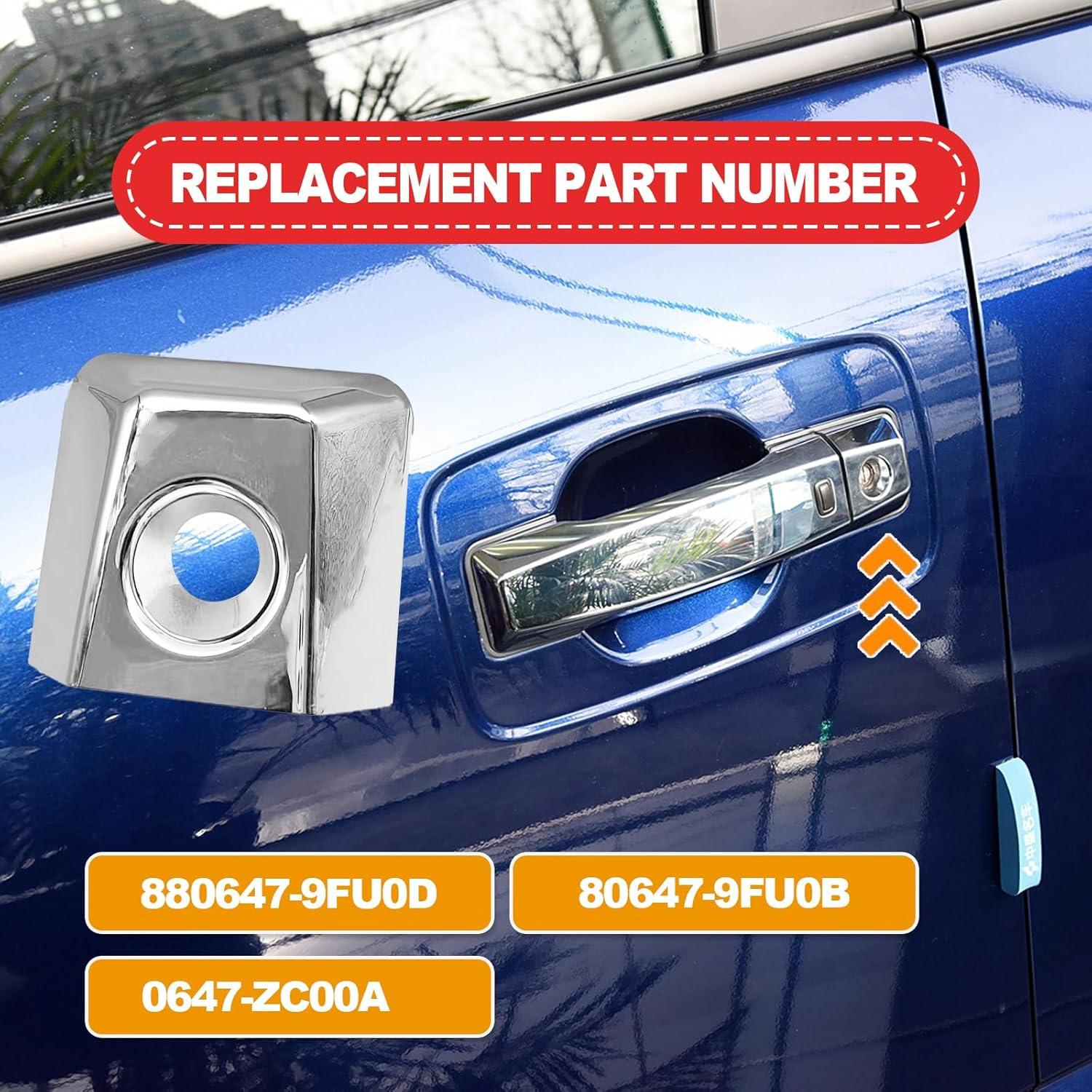 Door Handle Keyhole Frame Cover, Compatible with Nissan Armada Titan, Infiniti QX56, Replaces# 80647-ZC00A 80647-9FU0B,Silver