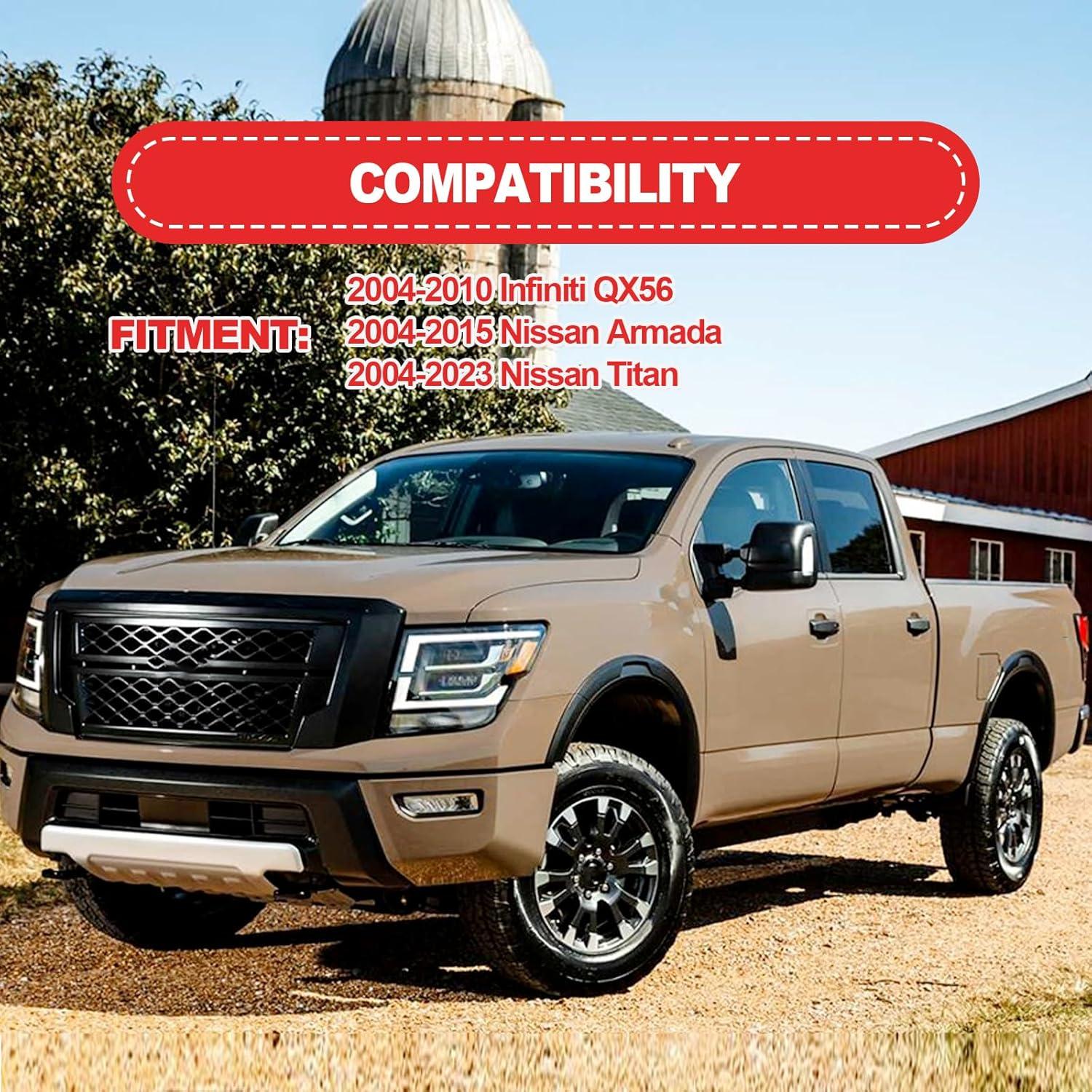 Door Handle Keyhole Frame Cover, Compatible with Nissan Armada Titan, Infiniti QX56, Replaces# 80647-ZC00A 80647-9FU0B,Silver