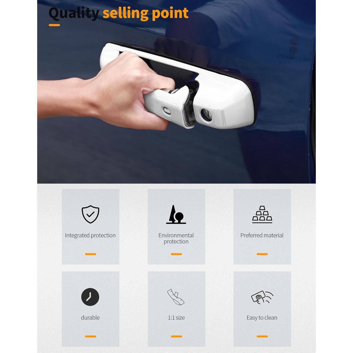 Cubierta de Manija de Puerta Exterior Hoolcar para Dodge Ram 2009-2018 Blanca