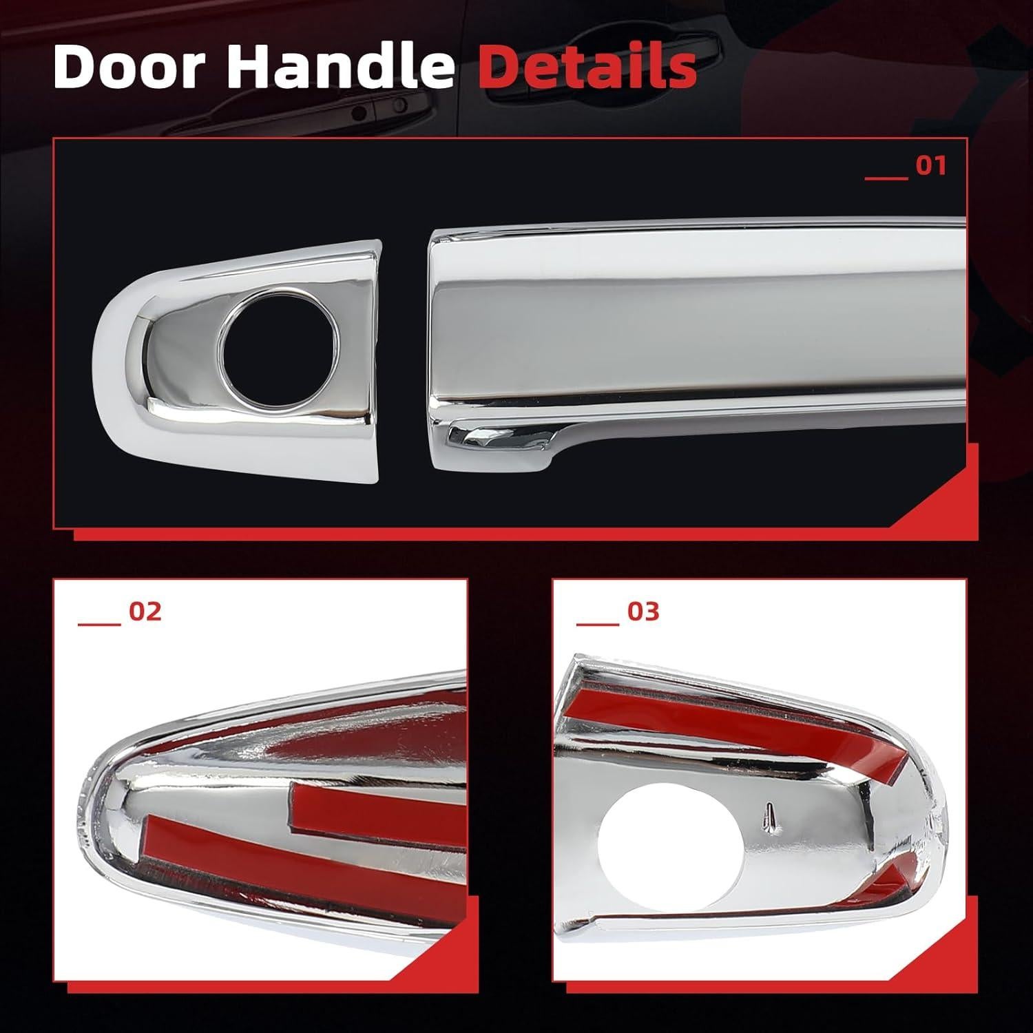 Cubiertas de Manija de Puerta Exterior cciyu Cromadas 4PCS