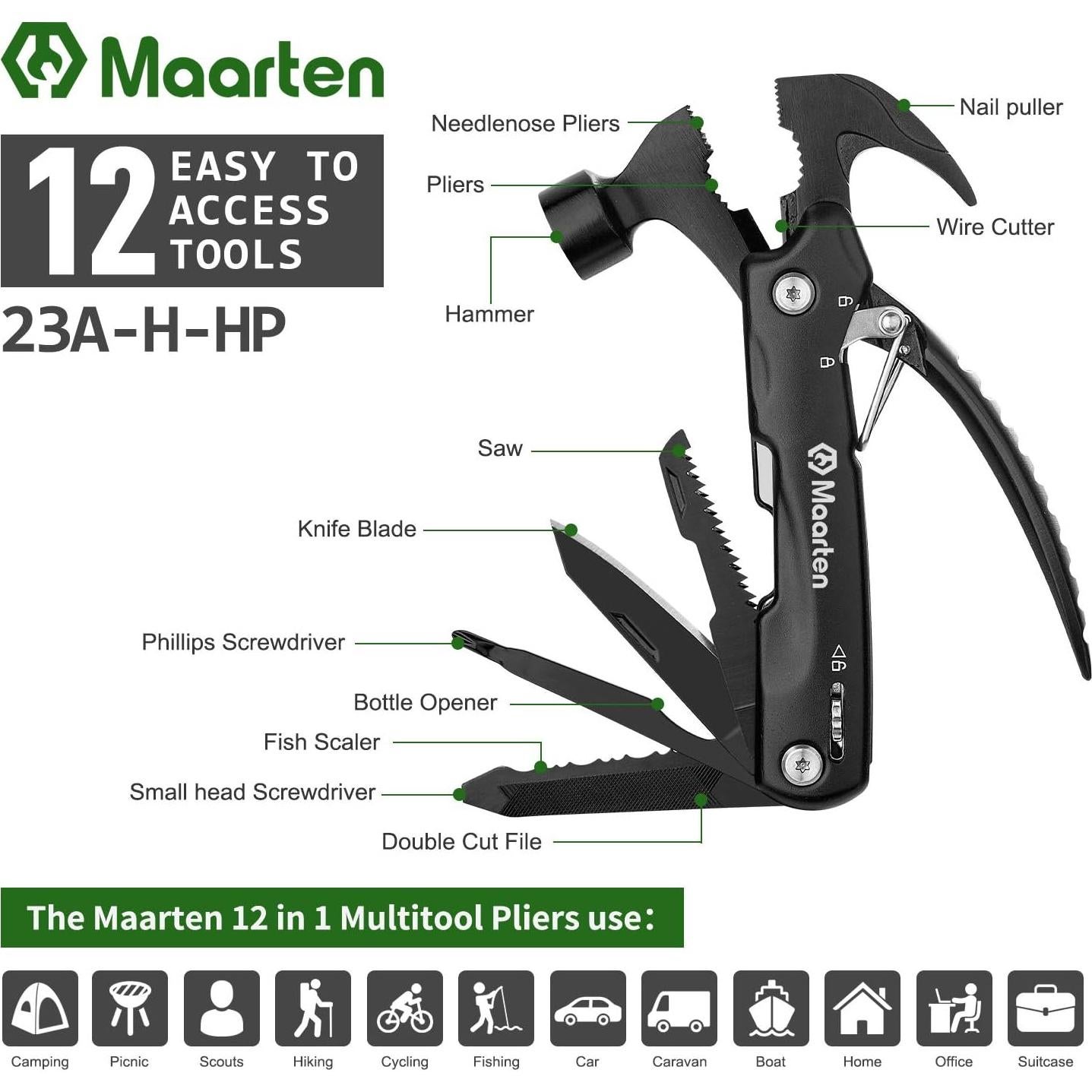 Martillo Multiherramienta Maarten 12 en 1 Acero Inoxidable