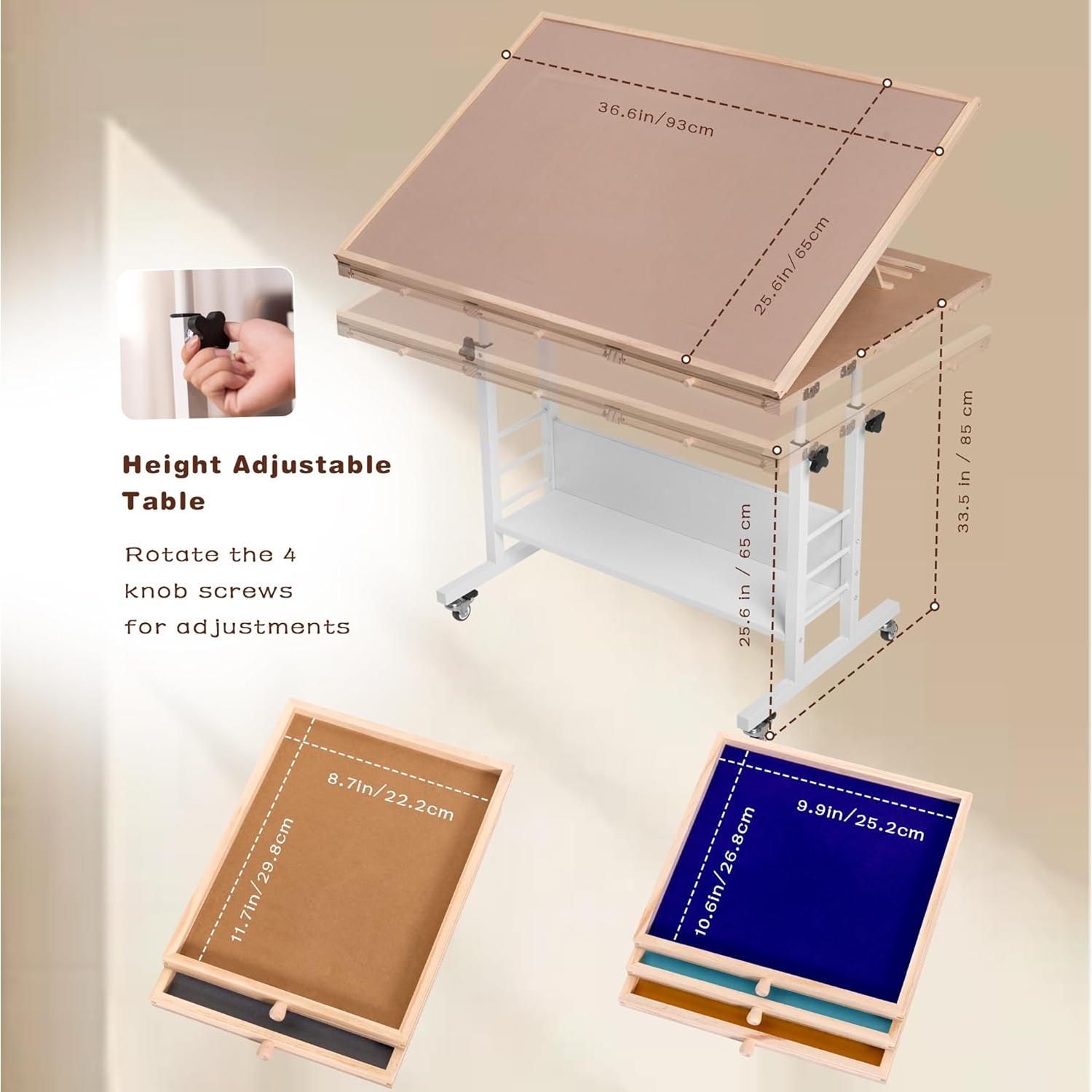 Mesa de Rompecabezas Lavievert 1500 Piezas Ajustable con 5 Cajones