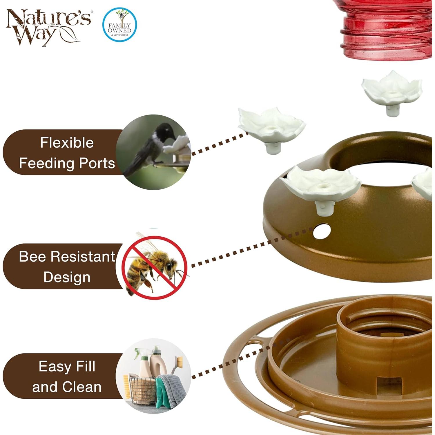Alimentador de colibríes colgante Nature's Way 739 ml 5 puertos