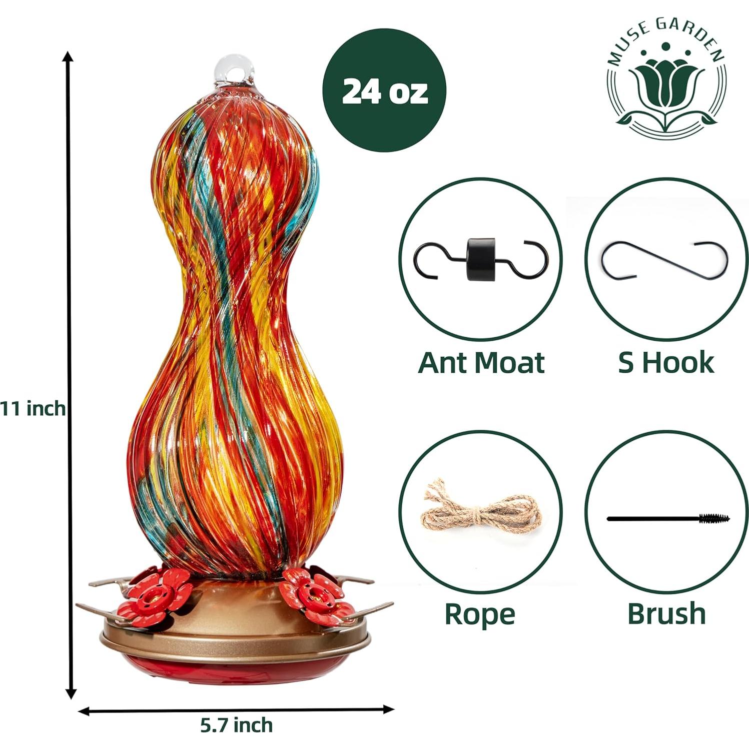 Alimentador de Colibríes Muse Garden Vidrio 1.5L Colgante