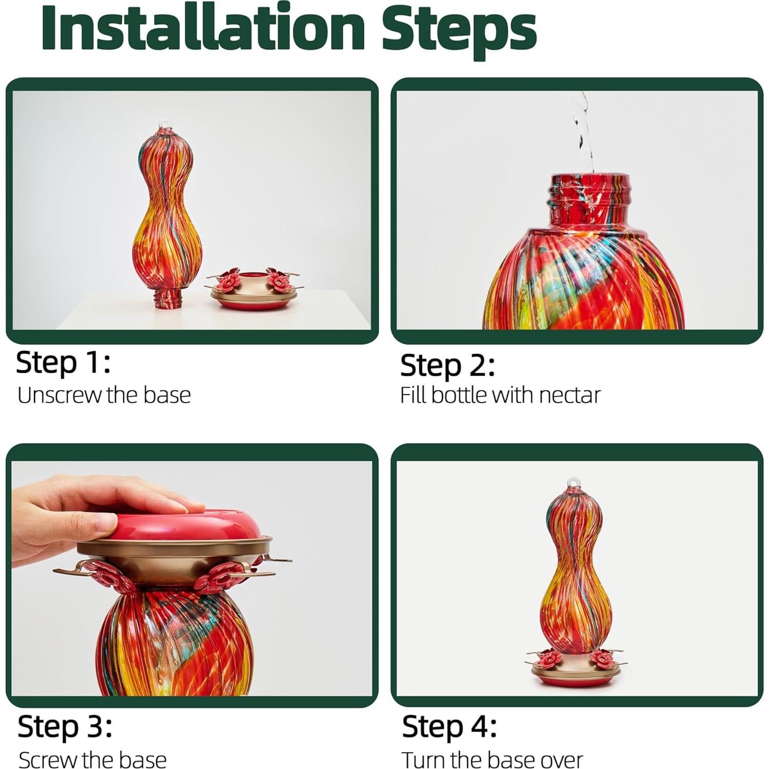 Alimentador de Colibríes Muse Garden Vidrio 1.5L Colgante