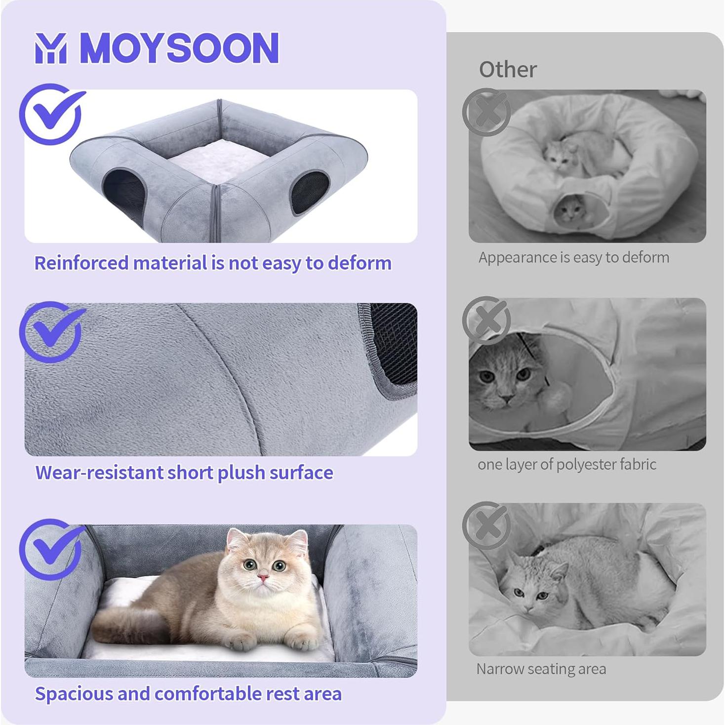 Cueva de Gato Moysoon con Puerta y Túnel Desmontable Gris