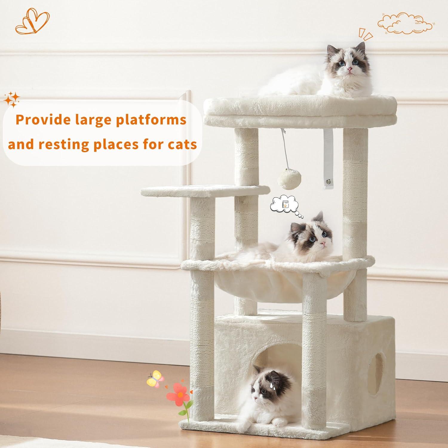 Árbol para Gatos Heybly HCT008SM con Cesta Grande Beige